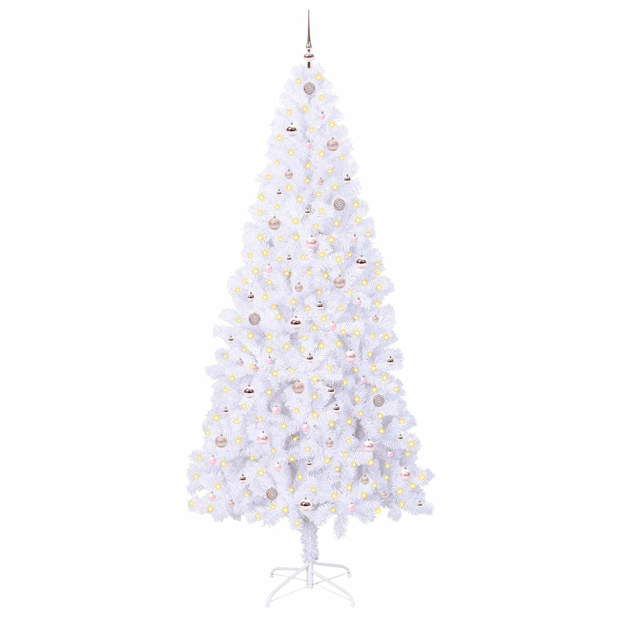 Kunstig Juletre Med 300 Led Med Stativ Hvit 240 Cm Pvc Og Stål