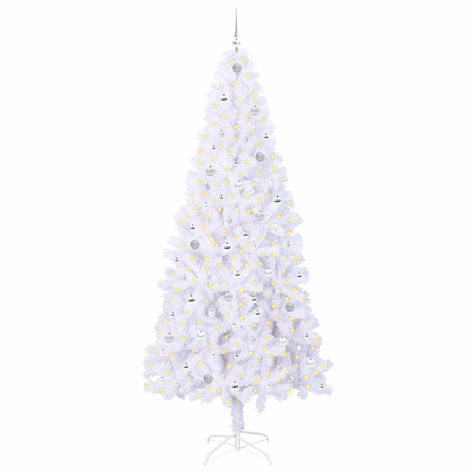 Kunstig Juletre Med 300 Led Med Stativ Hvit 240 Cm Pvc Og Stål