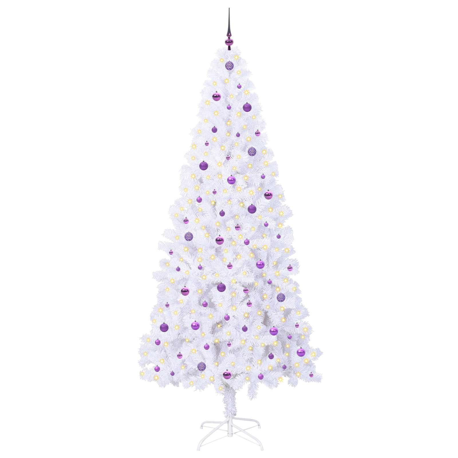 Kunstig Juletre Med 300 Led Med Stativ Hvit 240 Cm Pvc Og Stål