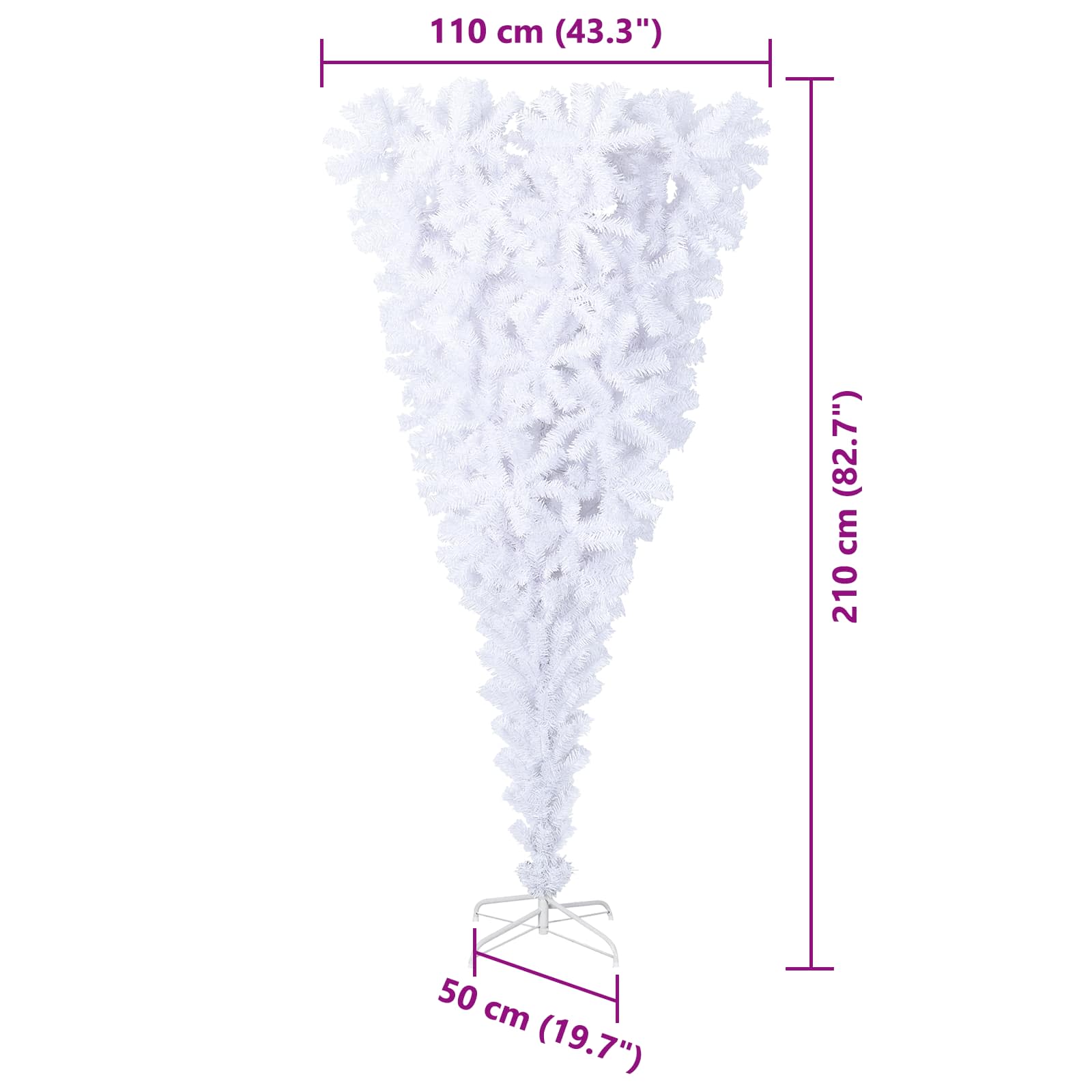 Kunstig Juletre Med 300 Led Med Stativ Hvit 210 Cm Pvc Og Stål