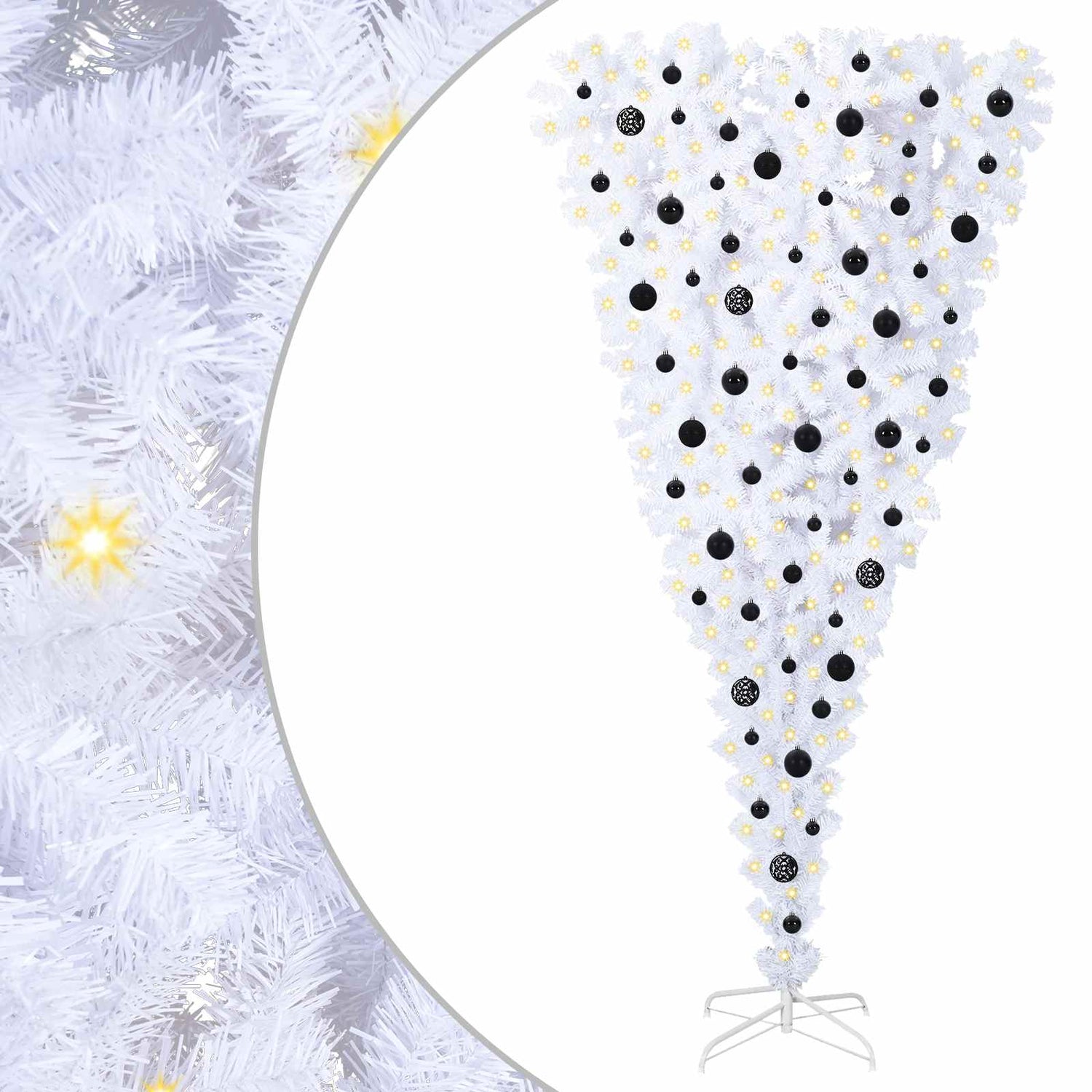 Kunstig Juletre Med 300 Led Med Stativ Hvit 210 Cm Pvc Og Stål