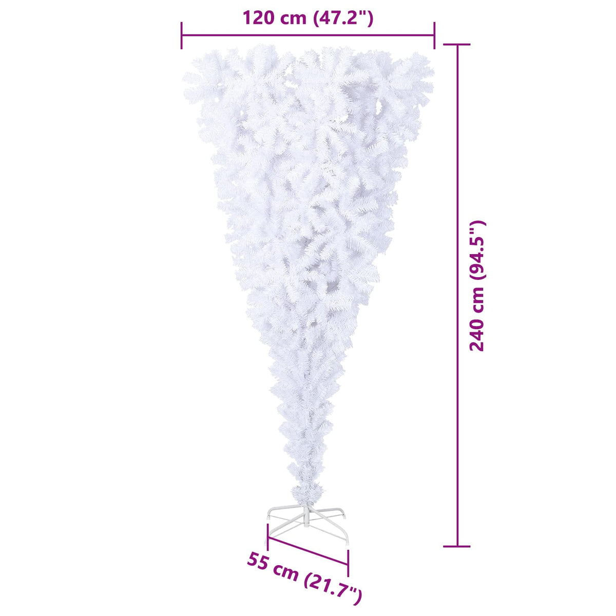 Kunstig Juletre Med 300 Led Med Stativ Hvit 240 Cm Pvc Og Stål