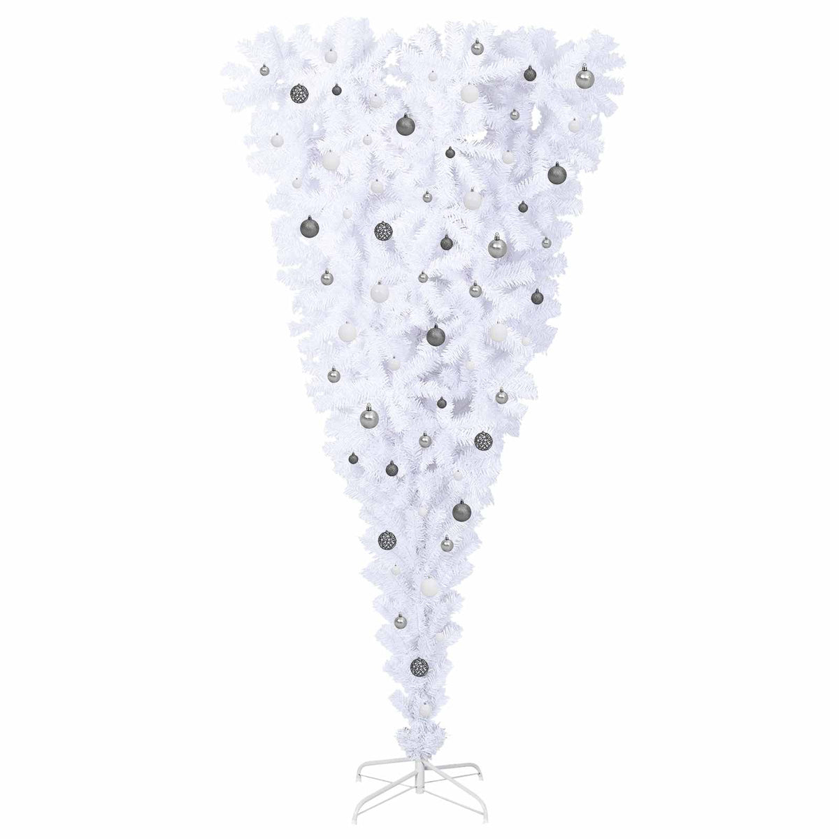 Kunstig Juletre Med 300 Led Med Stativ Hvit 240 Cm Pvc Og Stål