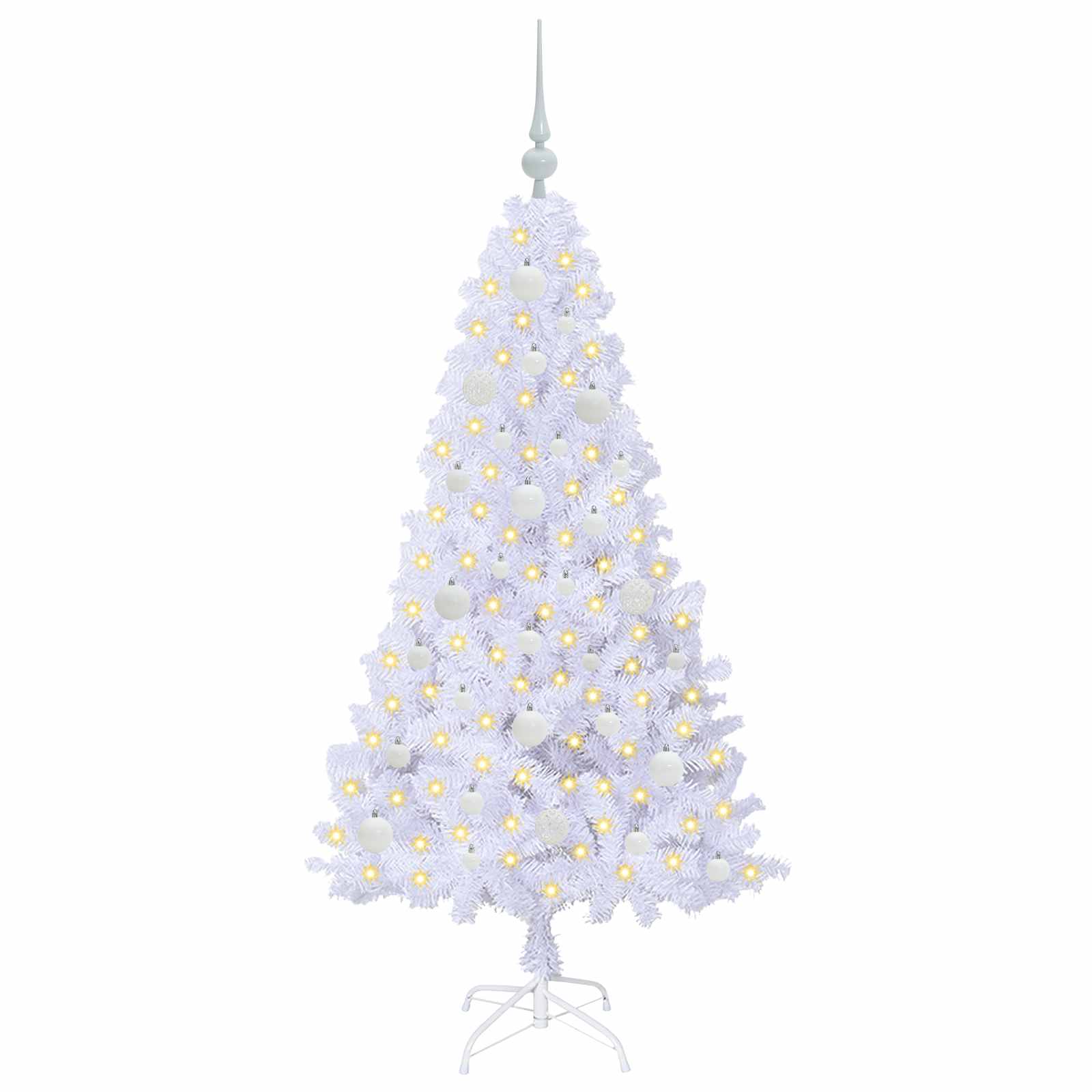 Kunstig Juletre Med 150 Led Med Stativ Hvit 150 Cm Pvc Og Stål