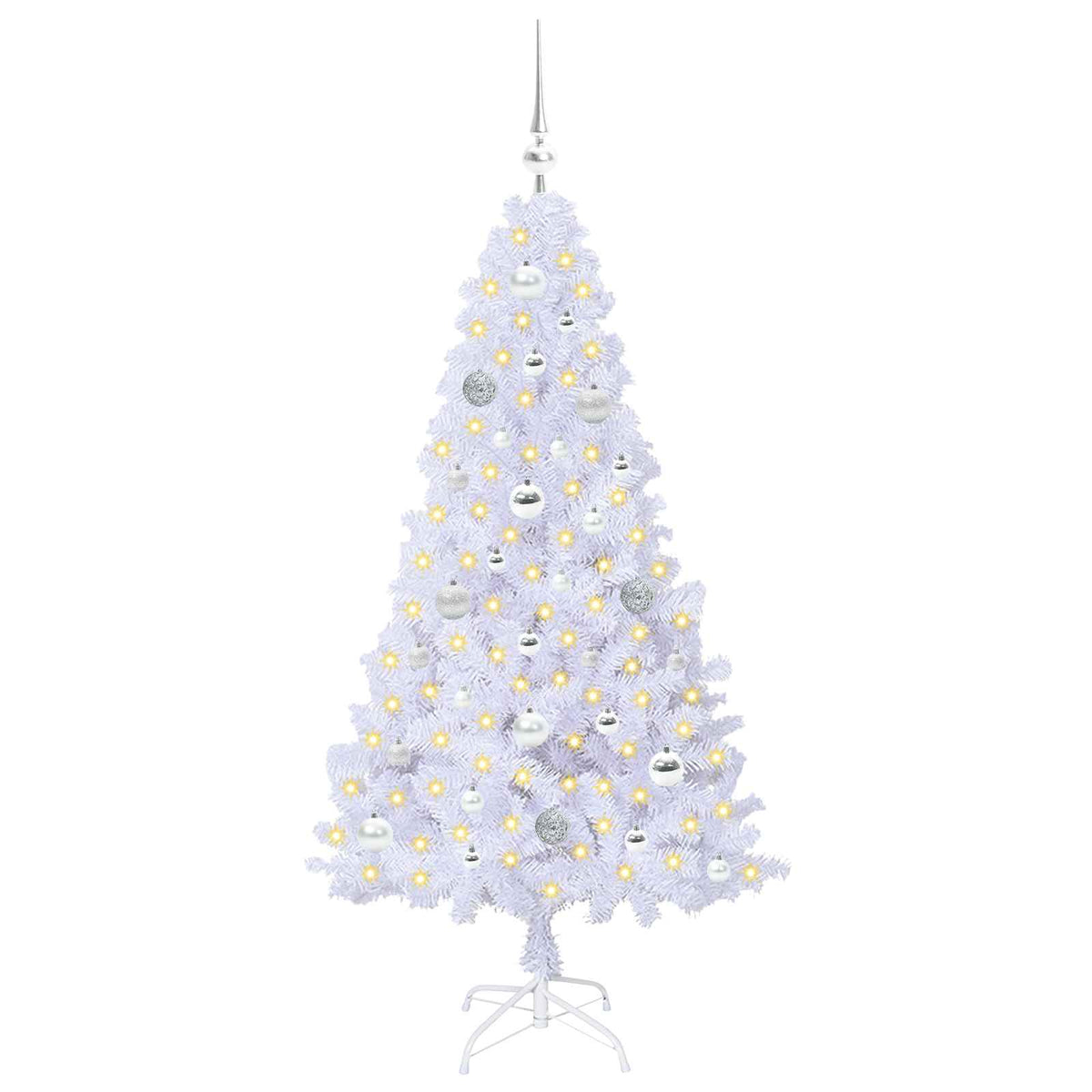 Kunstig Juletre Med 150 Led Med Stativ Hvit 150 Cm Pvc Og Stål