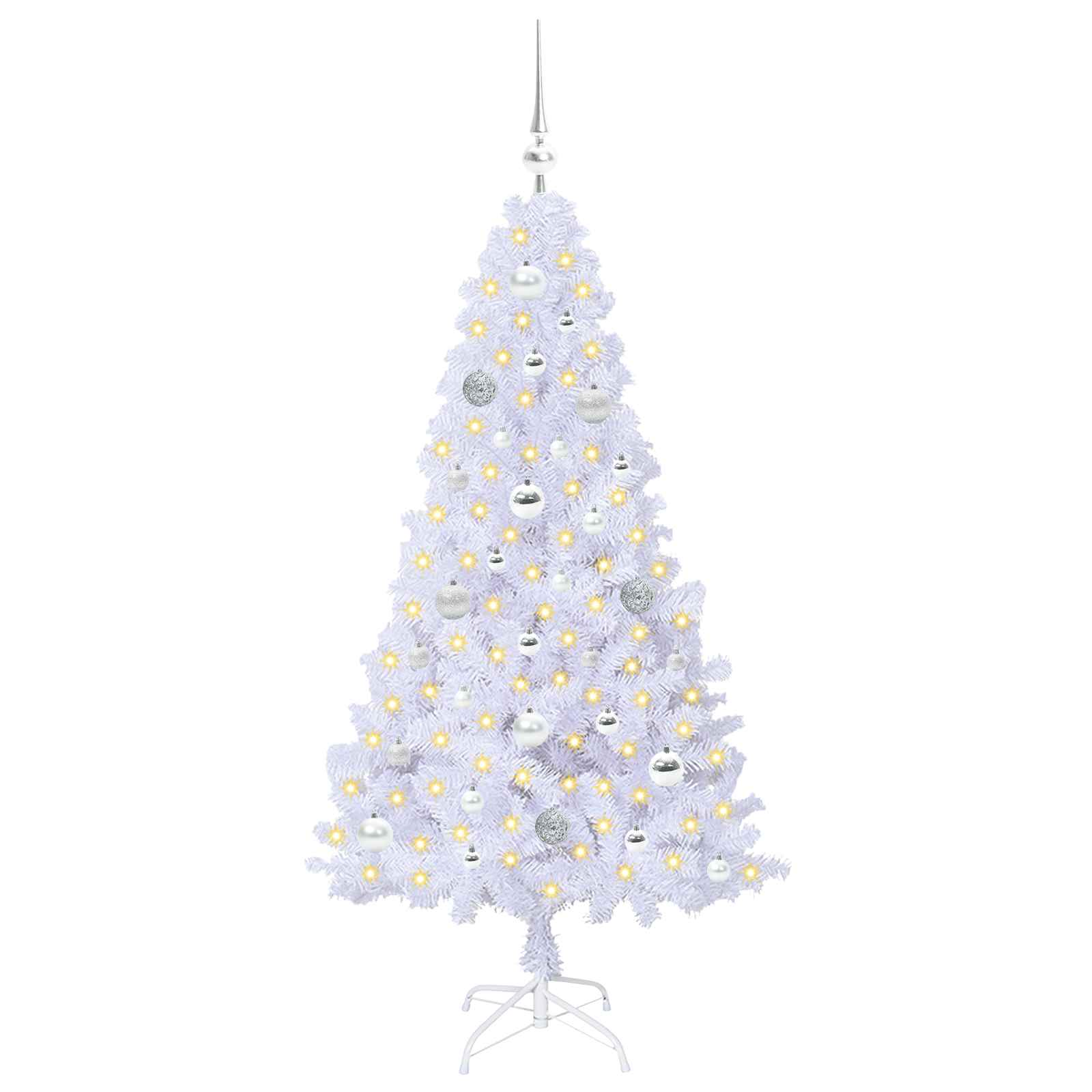 Kunstig Juletre Med 150 Led Med Stativ Hvit 150 Cm Pvc Og Stål