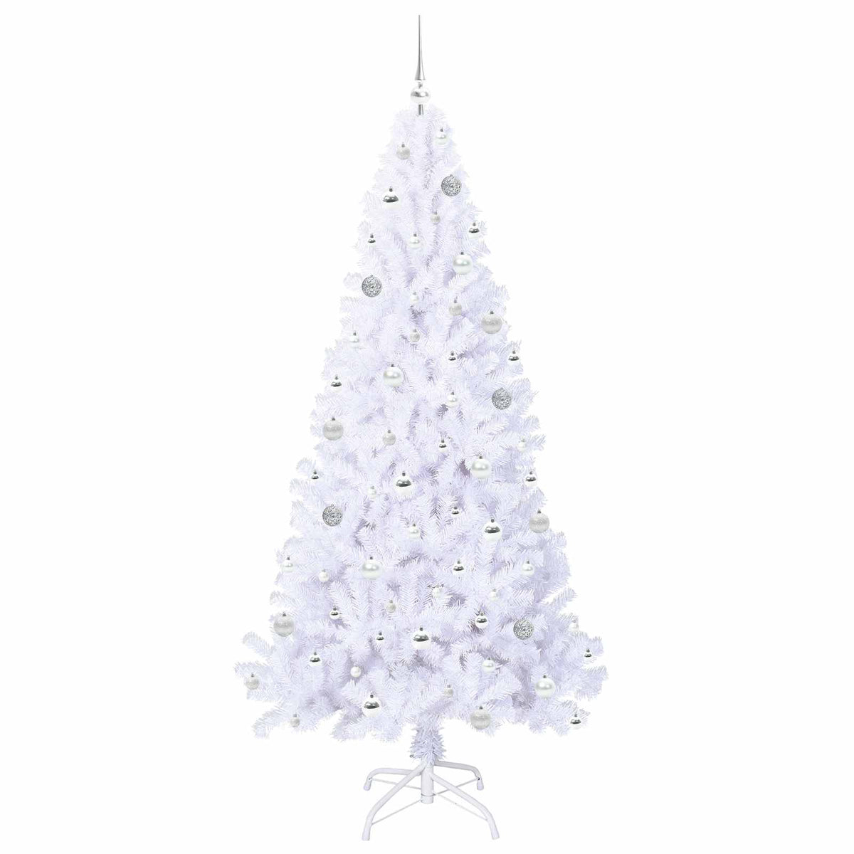 Kunstig Juletre Med 300 Led Med Stativ Hvit 210 Cm Pvc Og Stål