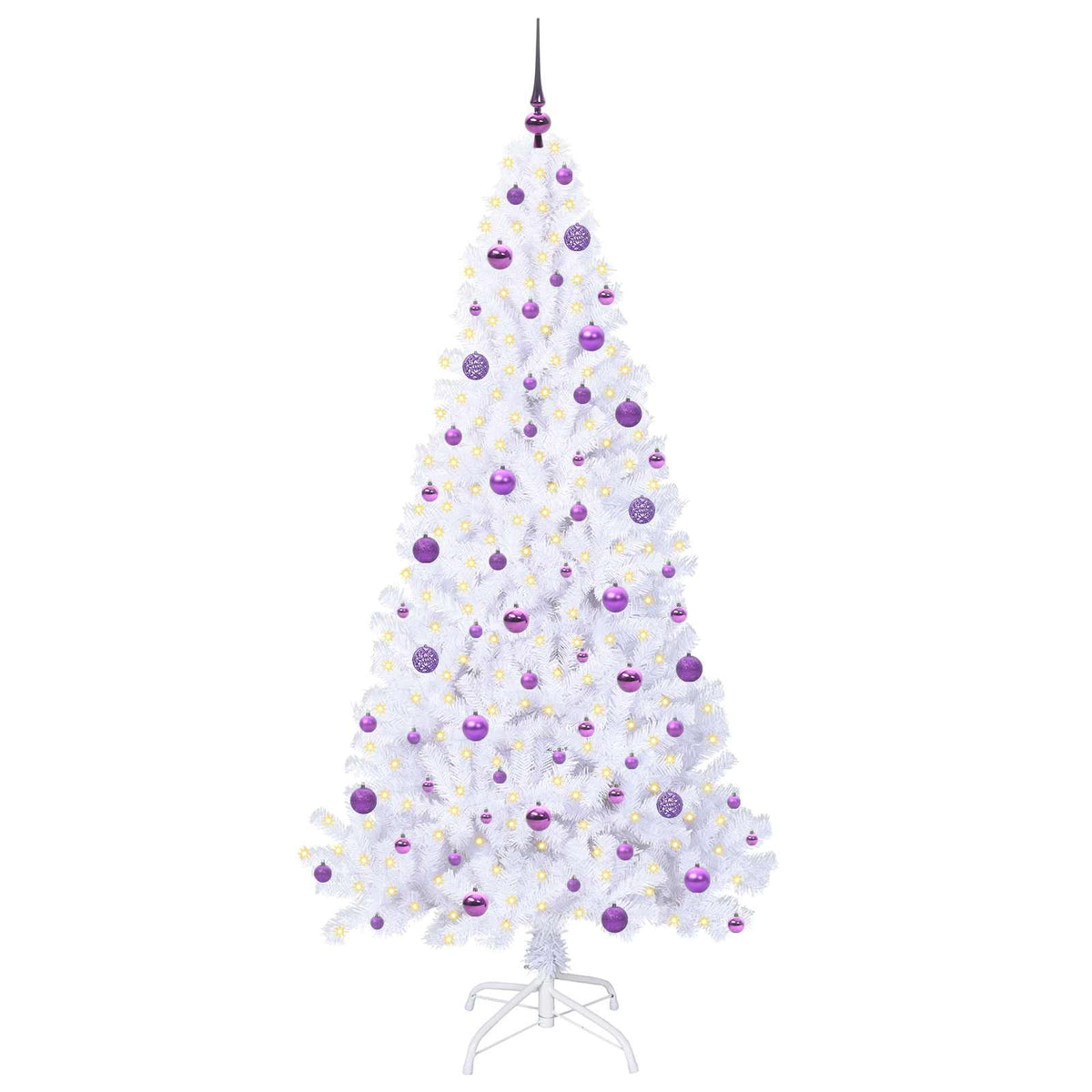 Kunstig Juletre Med 300 Led Med Stativ Hvit 210 Cm Pvc Og Stål