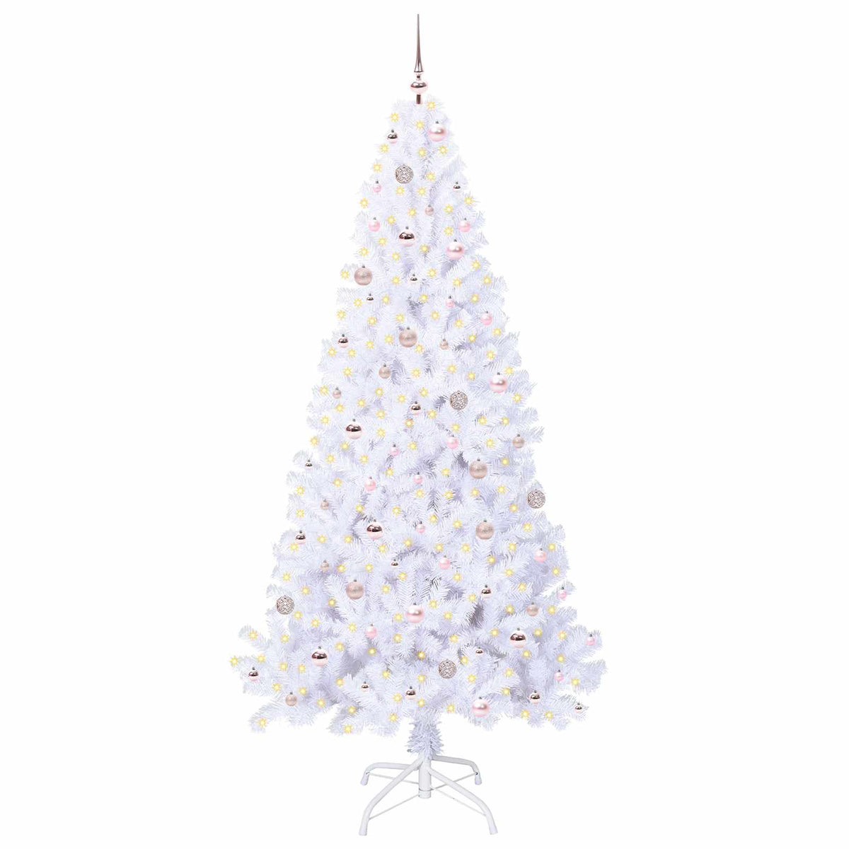 Kunstig Juletre Med 300 Led Med Stativ Hvit 240 Cm Pvc Og Stål