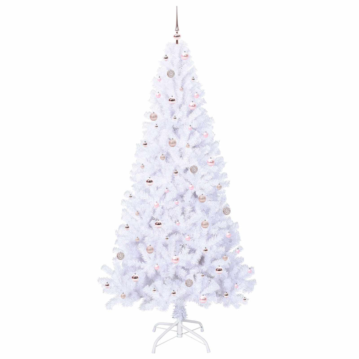 Kunstig Juletre Med 300 Led Med Stativ Hvit 240 Cm Pvc Og Stål