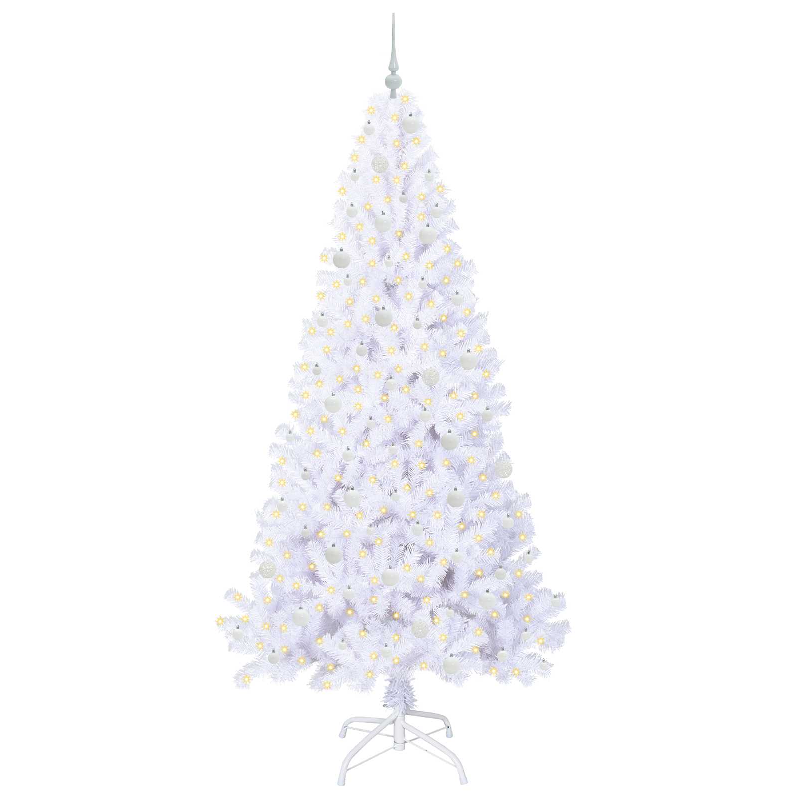 Kunstig Juletre Med 300 Led Med Stativ Hvit 240 Cm Pvc Og Stål