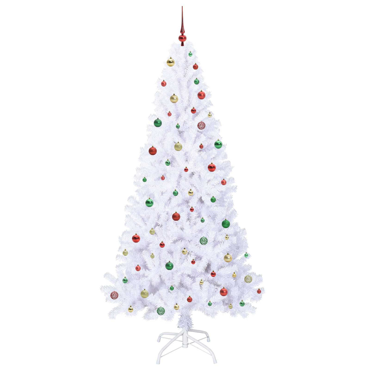 Kunstig Juletre Med 300 Led Med Stativ Hvit 240 Cm Pvc Og Stål