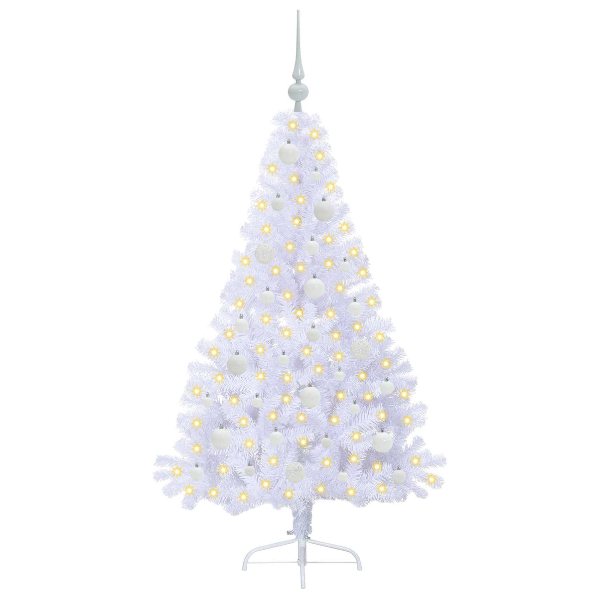 Kunstig Juletre Med 150 Led Med Stativ Hvit 150 Cm Pvc Og Stål