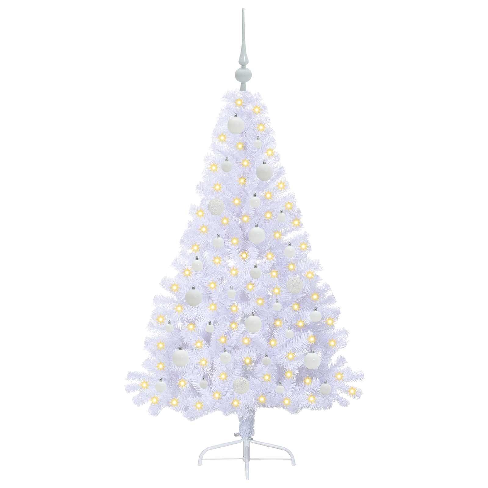Kunstig Juletre Med 150 Led Med Stativ Hvit 150 Cm Pvc Og Stål