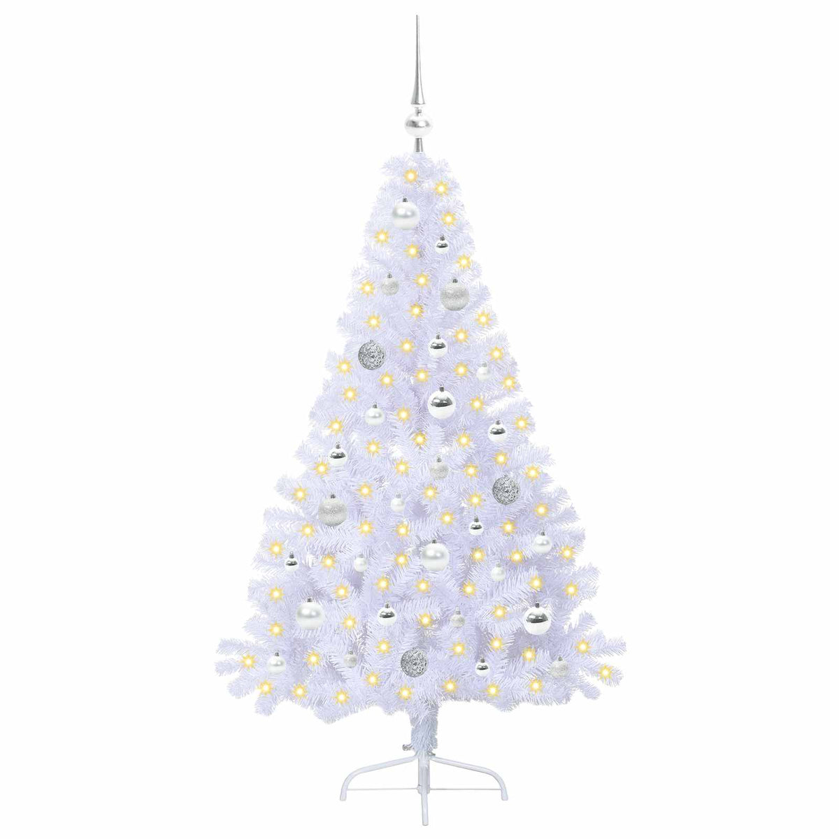 Kunstig Juletre Med 150 Led Med Stativ Hvit 150 Cm Pvc Og Stål