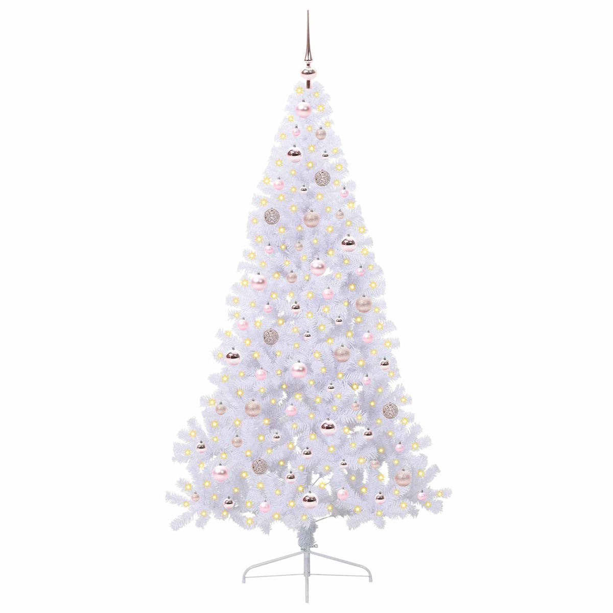 Kunstig Juletre Med 300 Led Med Stativ Hvit 180 Cm Pvc Og Stål