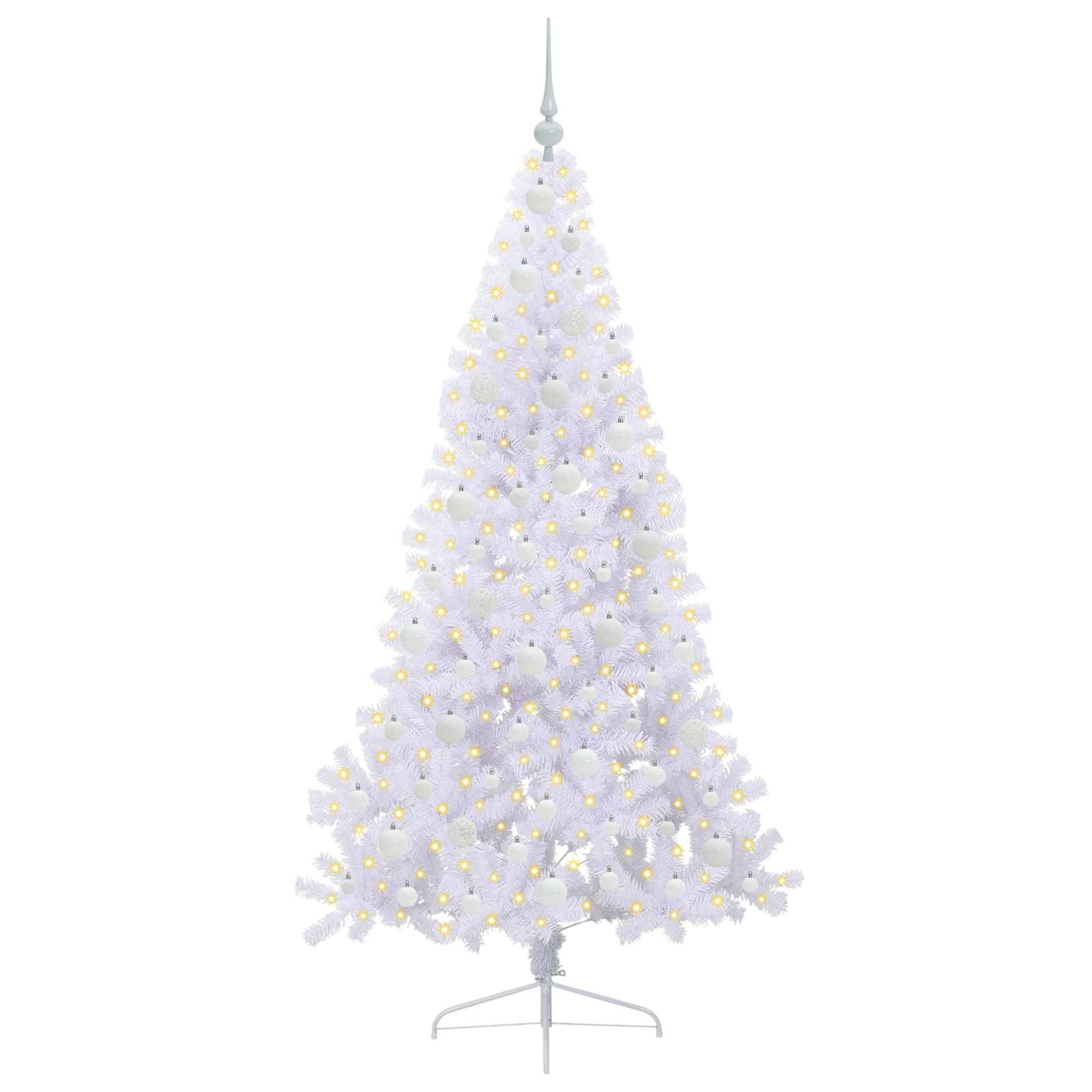 Kunstig Juletre Med 300 Led Med Stativ Hvit 180 Cm Pvc Og Stål