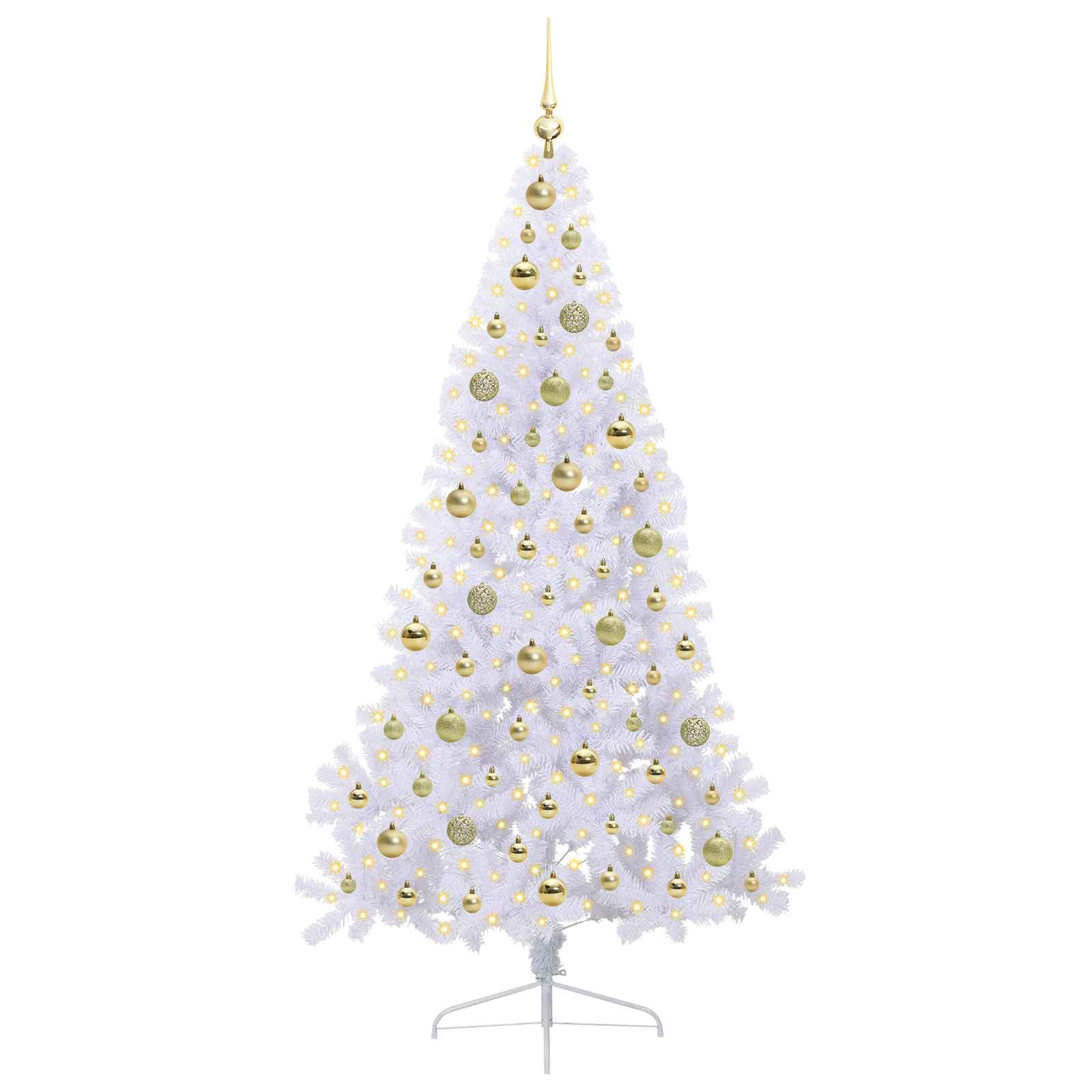 Kunstig Juletre Med 300 Led Med Stativ Hvit 180 Cm Pvc Og Stål