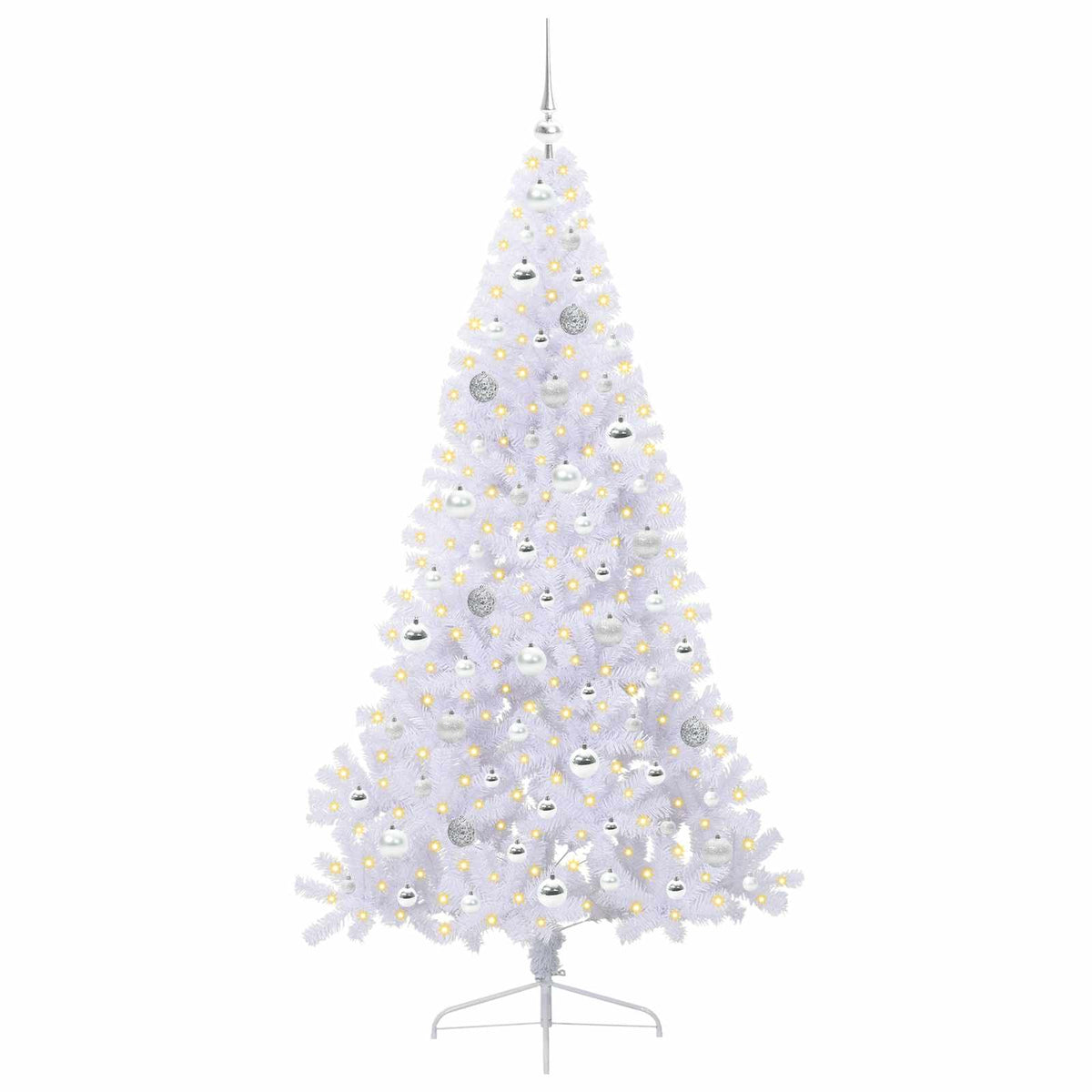 Kunstig Juletre Med 300 Led Med Stativ Hvit 180 Cm Pvc Og Stål