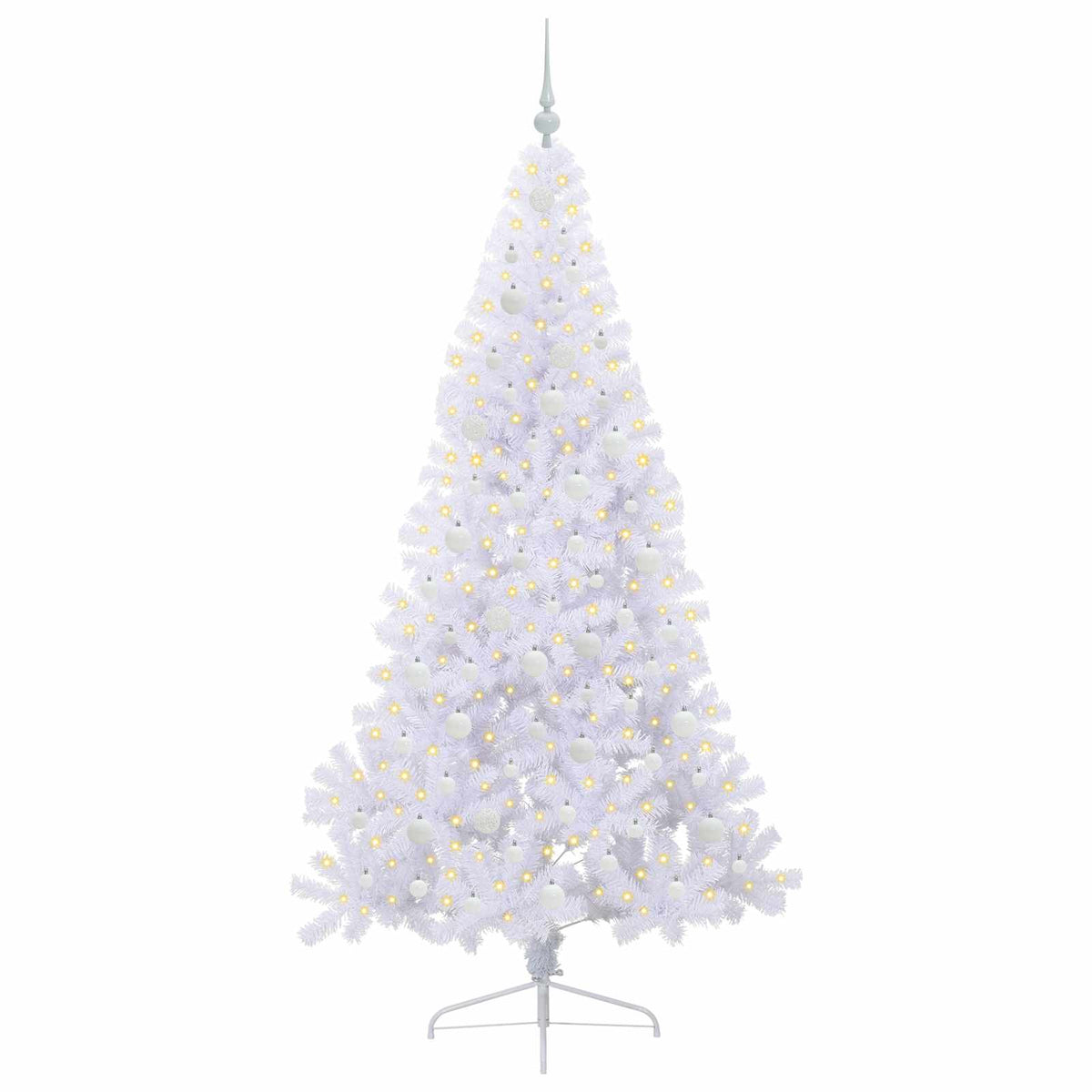 Kunstig Juletre Med 300 Led Med Stativ Hvit 210 Cm Pvc Og Stål