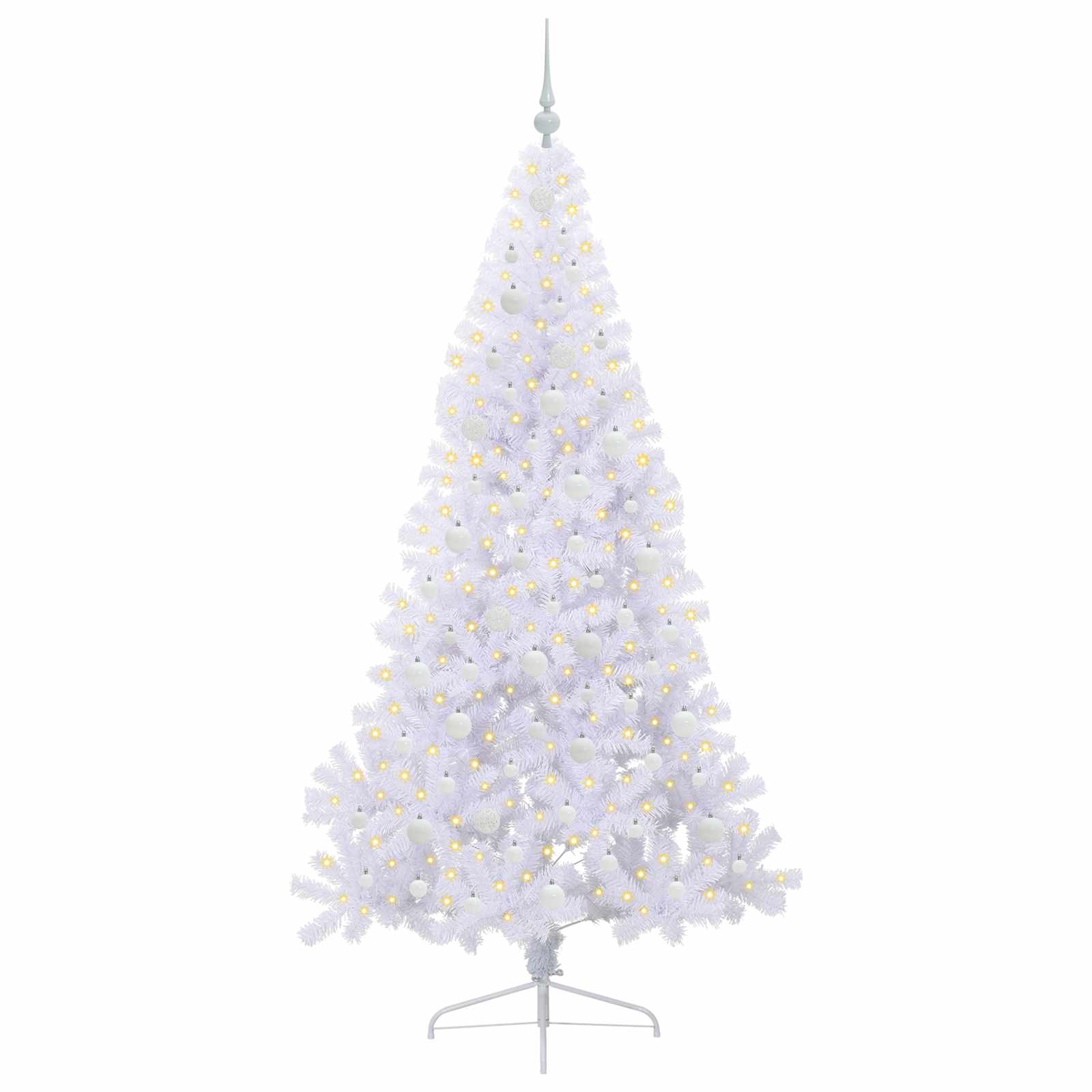 Kunstig Juletre Med 300 Led Med Stativ Hvit 210 Cm Pvc Og Stål