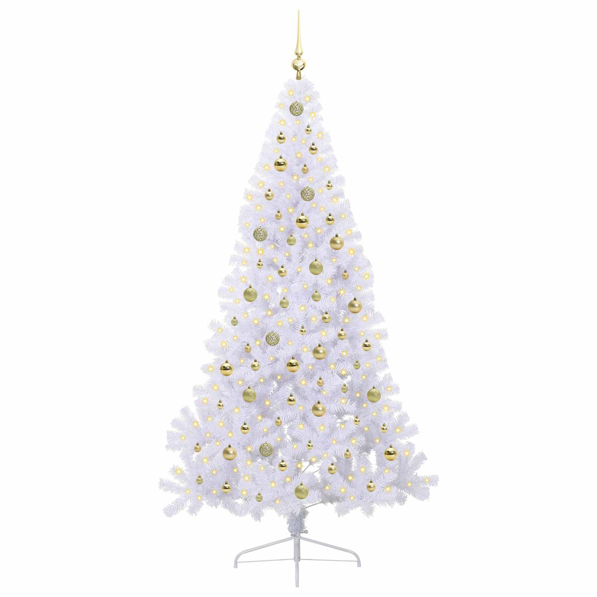 Kunstig Juletre Med 300 Led Med Stativ Hvit 210 Cm Pvc Og Stål