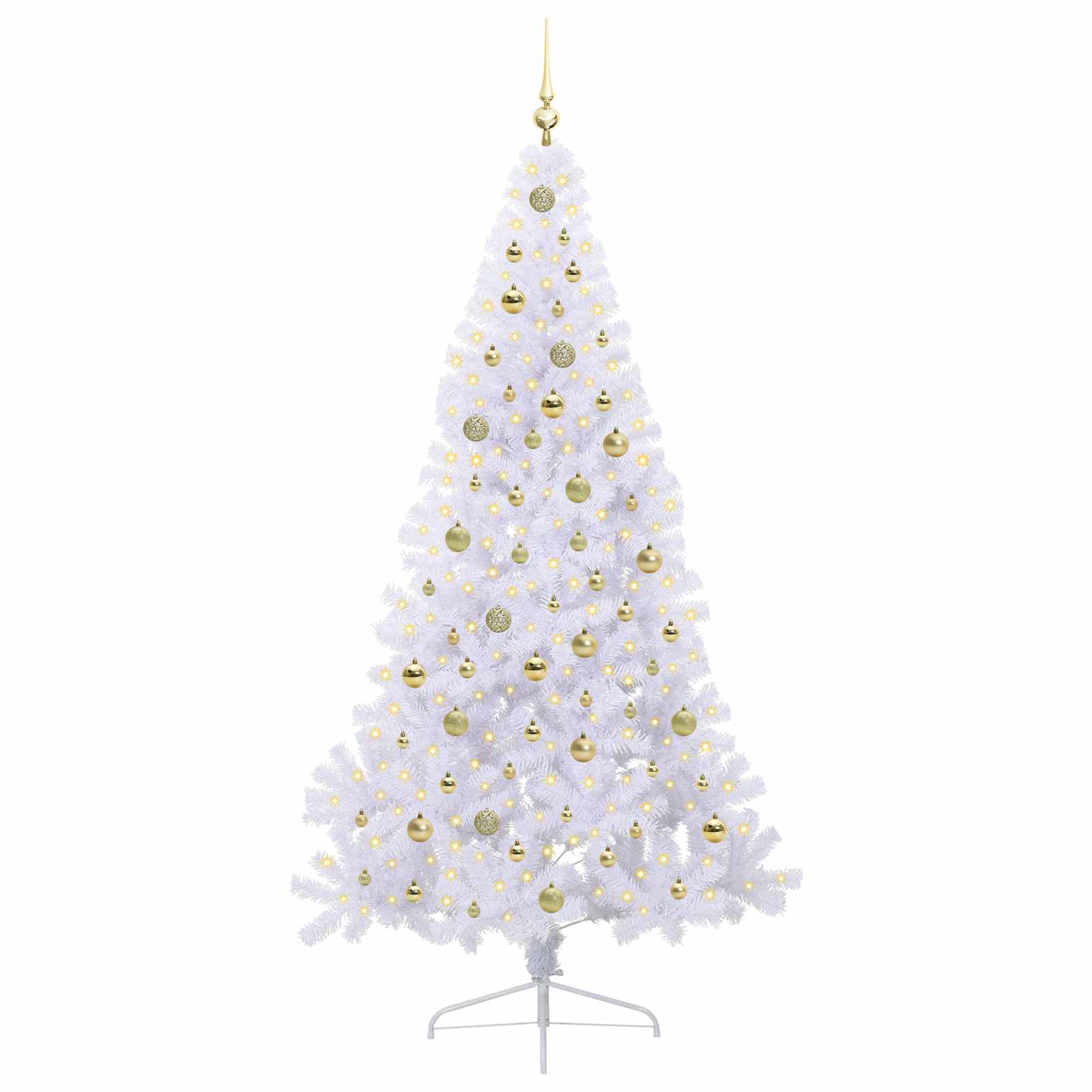 Kunstig Juletre Med 300 Led Med Stativ Hvit 210 Cm Pvc Og Stål