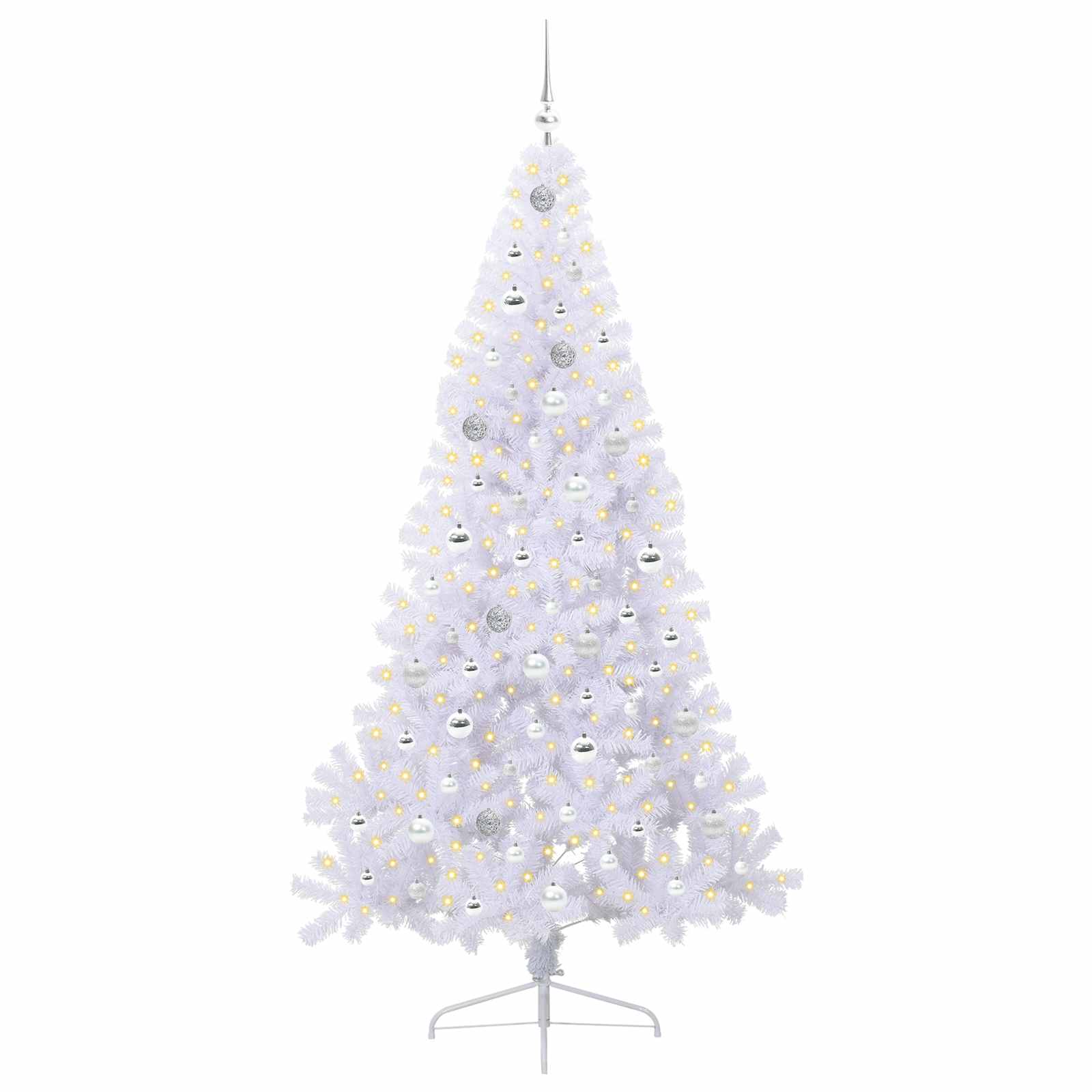 Kunstig Juletre Med 300 Led Med Stativ Hvit 210 Cm Pvc Og Stål