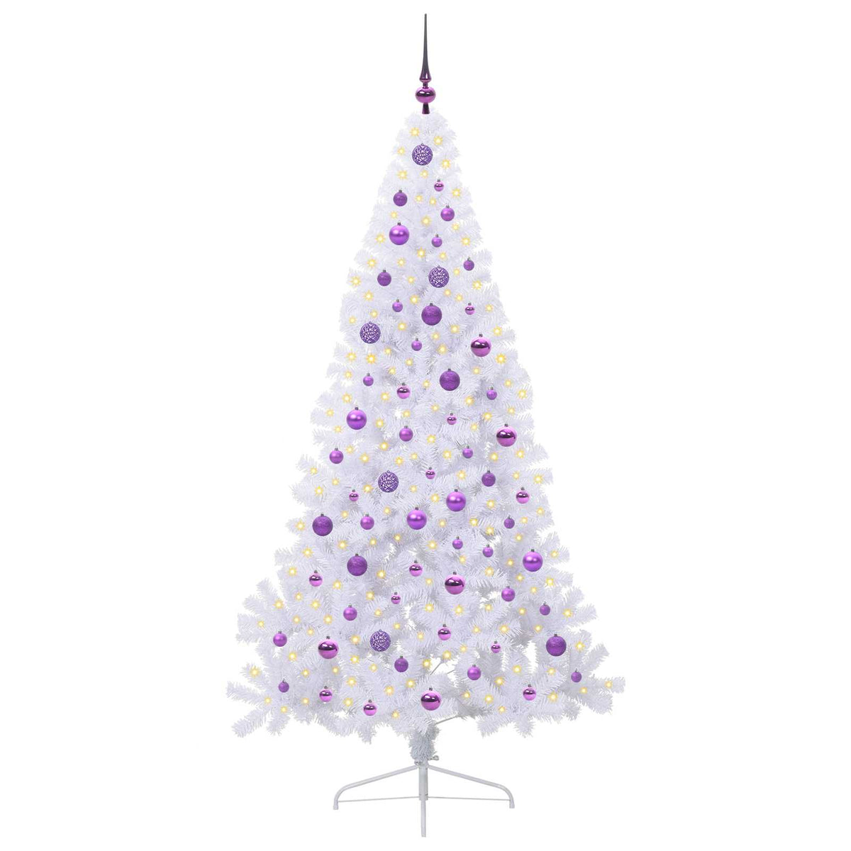 Kunstig Juletre Med 300 Led Med Stativ Hvit 210 Cm Pvc Og Stål