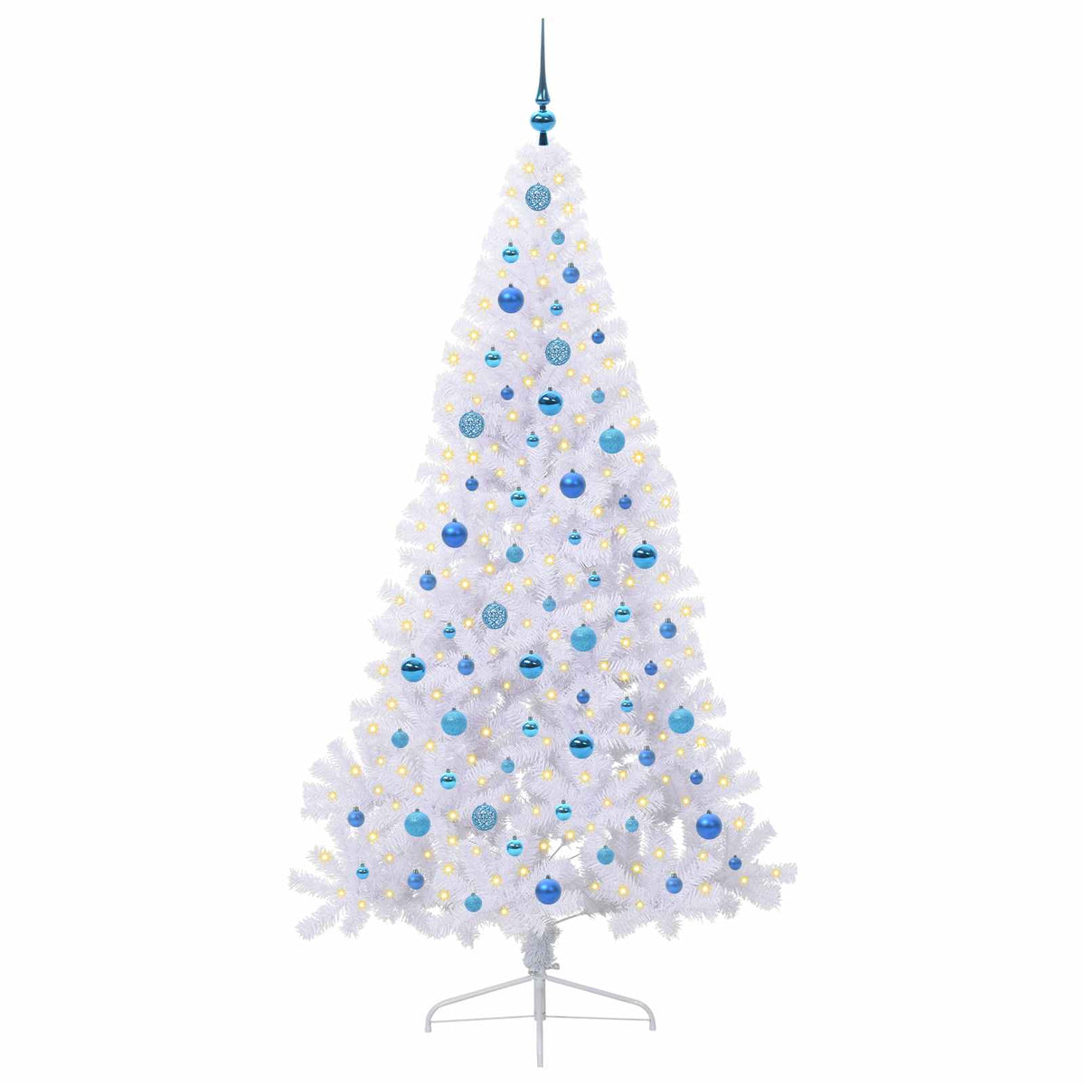 Kunstig Juletre Med 300 Led Med Stativ Hvit 210 Cm Pvc Og Stål