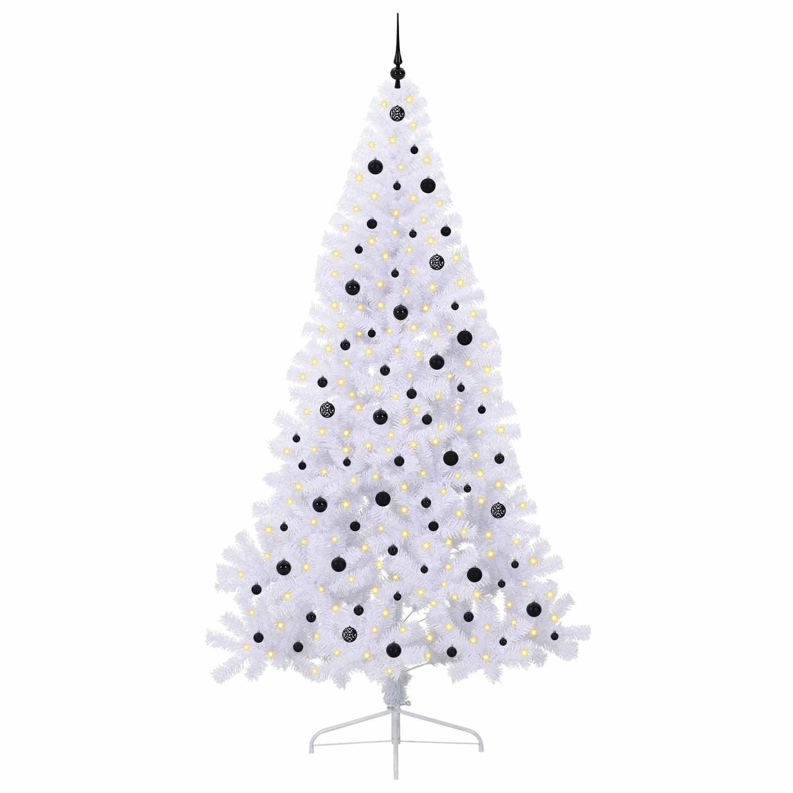 Kunstig Juletre Med 300 Led Med Stativ Hvit 240 Cm Pvc Og Stål