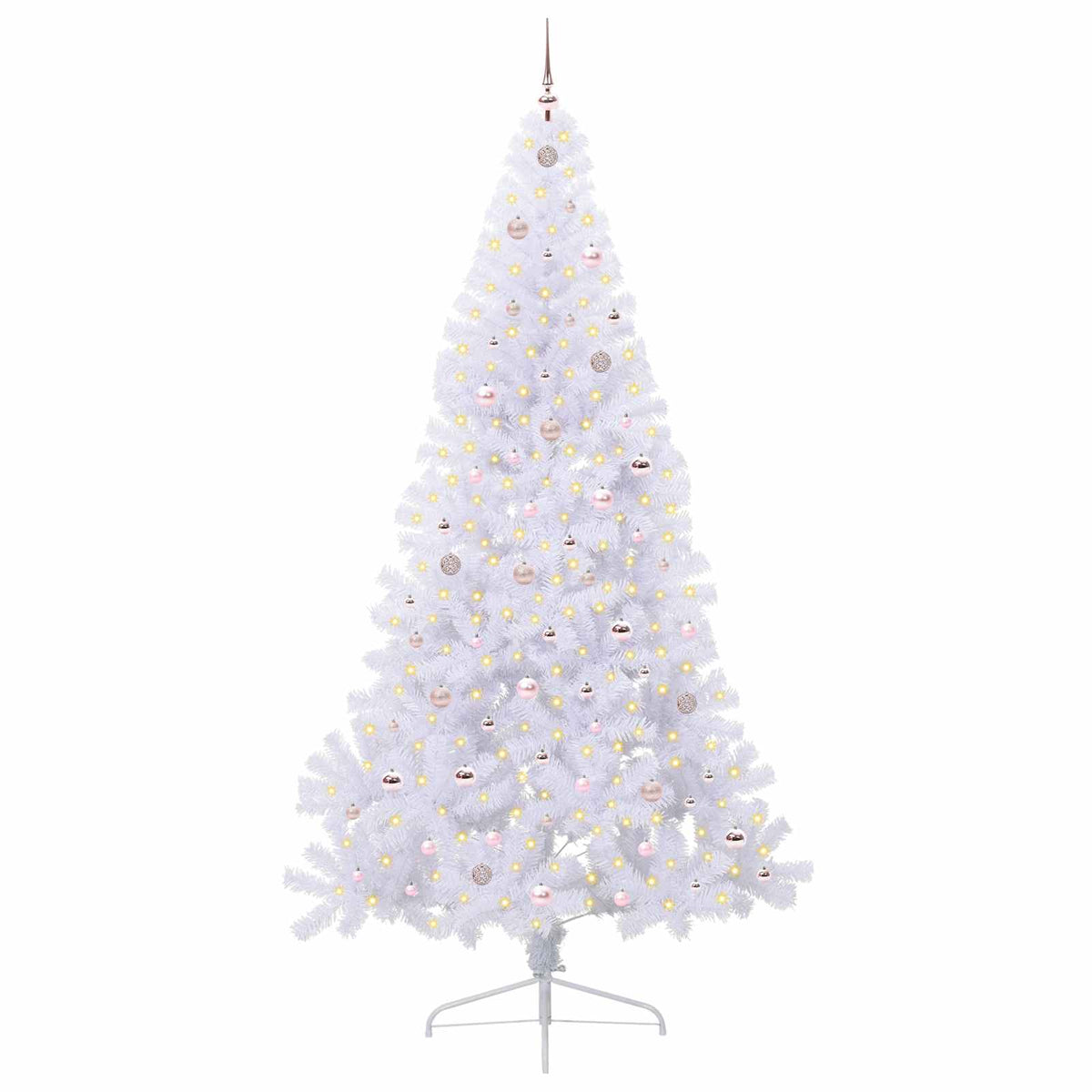 Kunstig Juletre Med 300 Led Med Stativ Hvit 240 Cm Pvc Og Stål