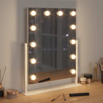 Led Sminkespeil Hvit 44 X 10 X 53 Cm Glass Og Stål