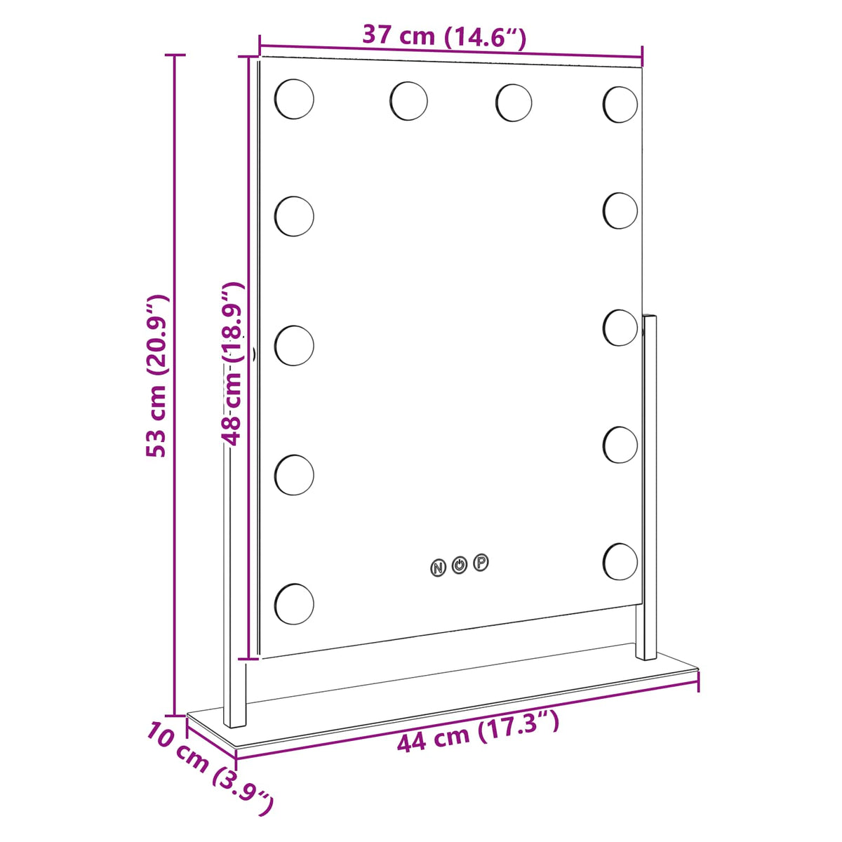 Led Sminkespeil Hvit 44 X 10 X 53 Cm Glass Og Stål