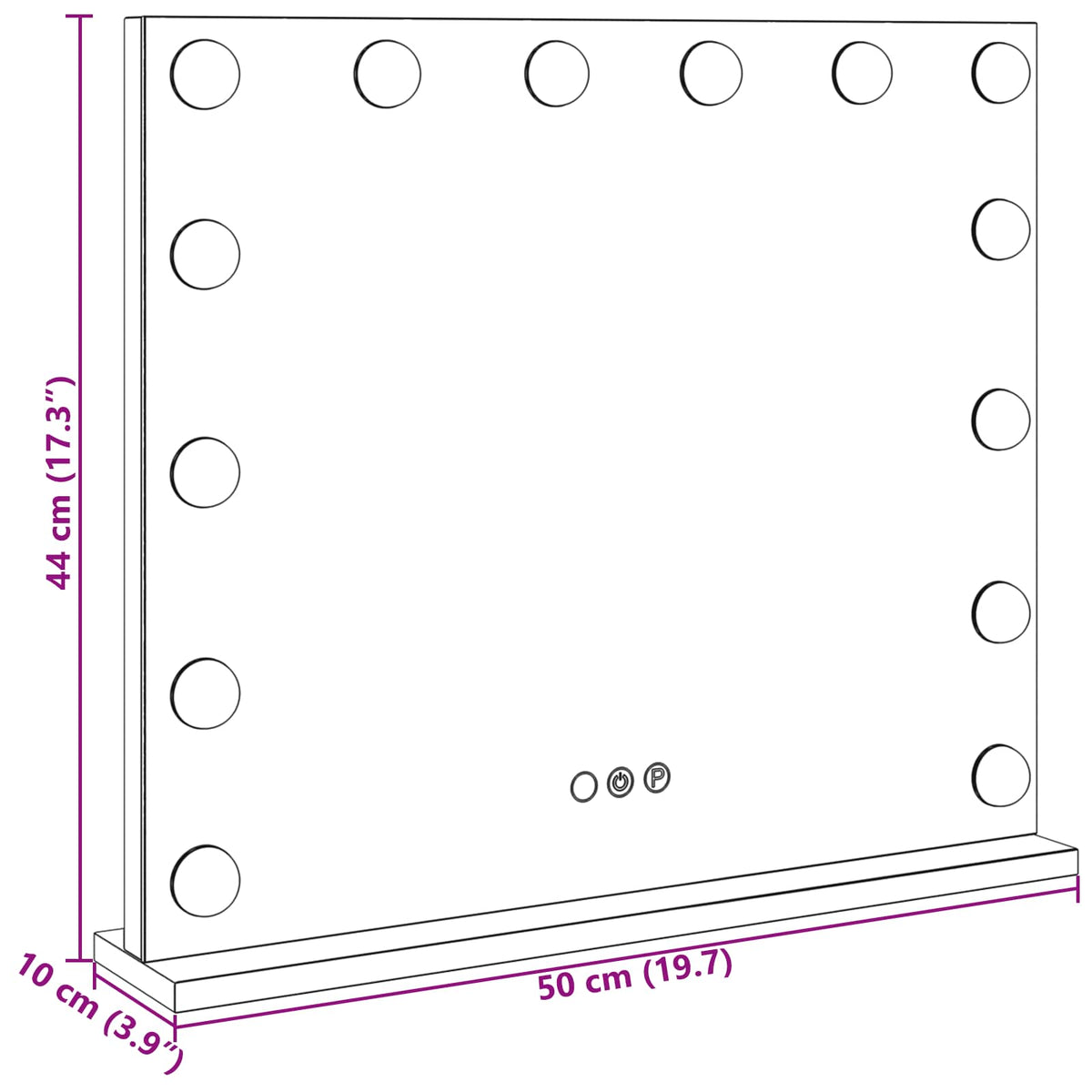 Led Sminkespeil Hvit 50 X 10 X 44 Cm Glass Og Stål