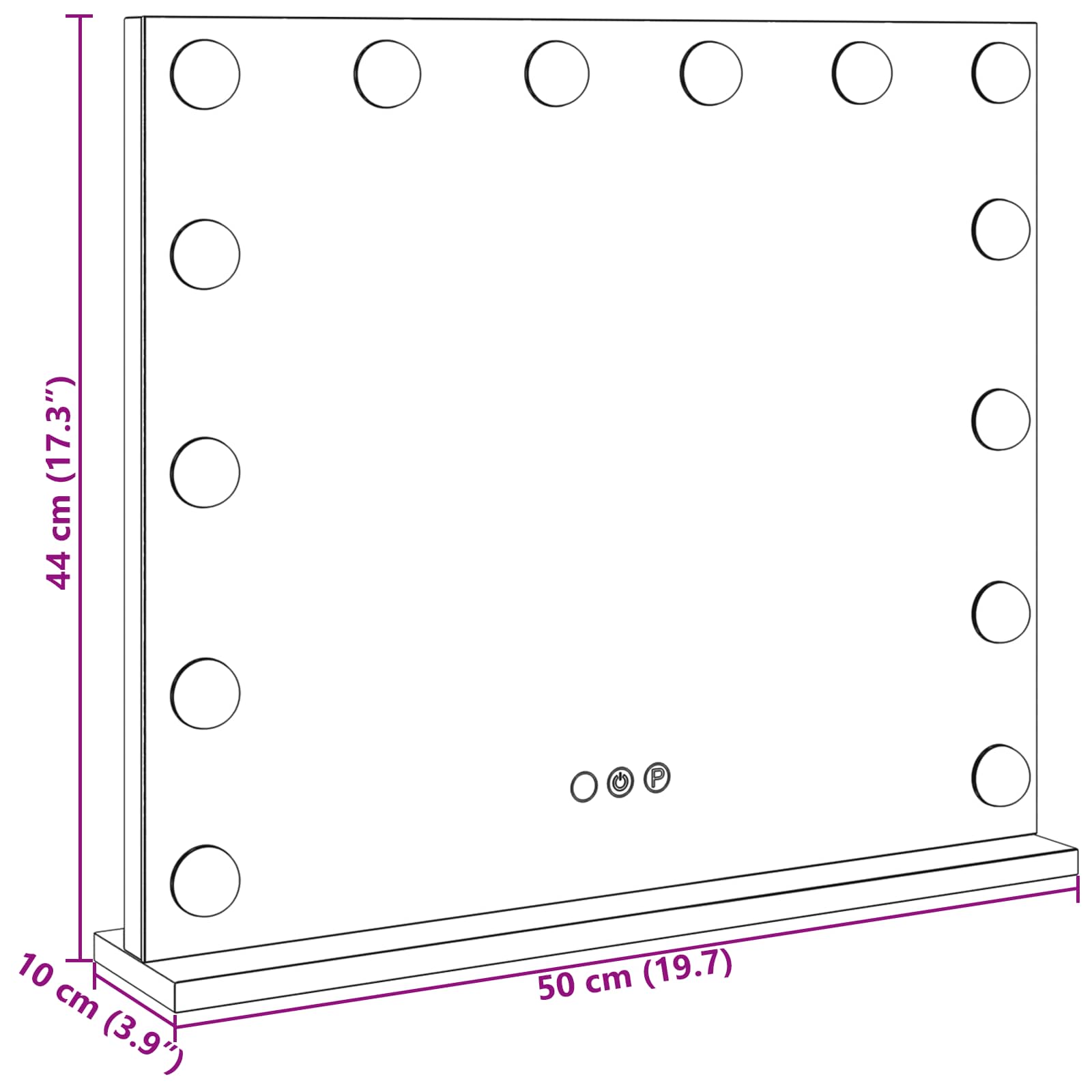 Led Sminkespeil Hvit 50 X 10 X 44 Cm Glass Og Stål