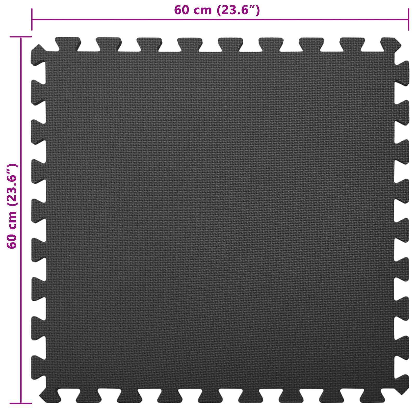 Bassenggrunnmatte 12 Pcs Svart 4,32 ㎡ Eva Skum