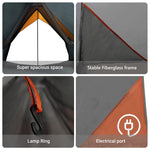 Camping Telt A-Frame 3-Person Grå Og Oransje Vanntett
