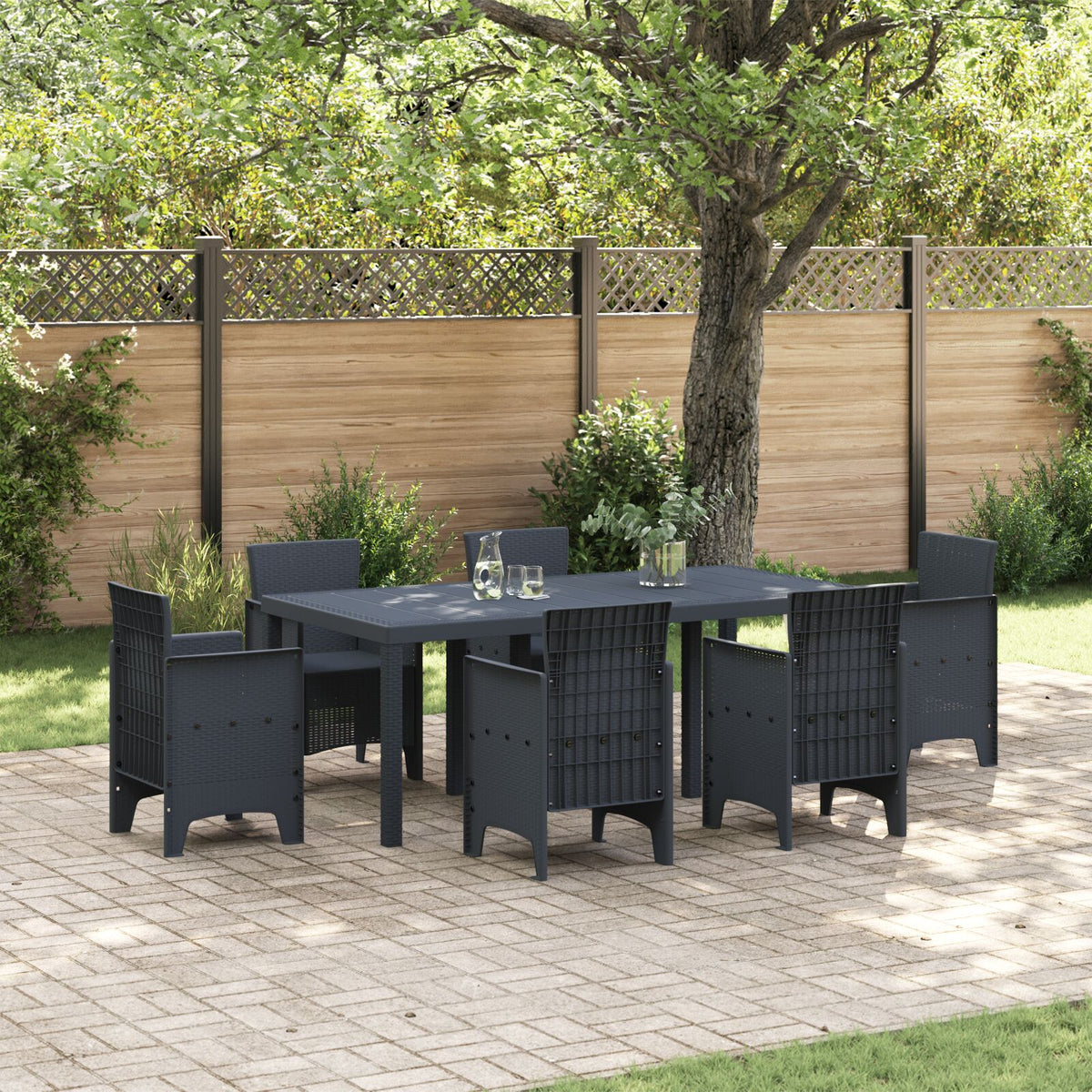 Hagebord Antrasitt 200X100X73 Cm Poly Rattan