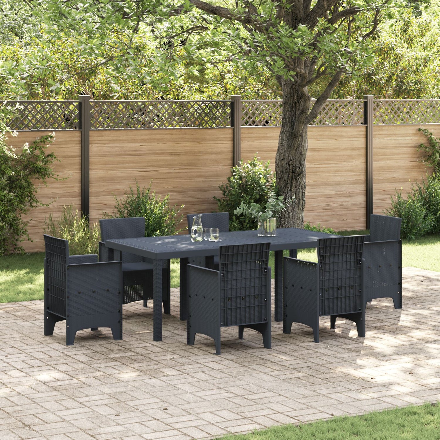 Hagebord Antrasitt 200X100X73 Cm Poly Rattan