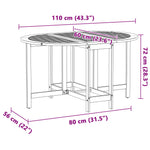 Sammenleggbart Sommerfugl Hagebord 110X60X72 Cm Solid Akasietre Oval