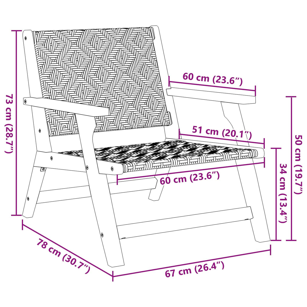 Hagemøbler 2 Stk Svart Og Hvit 76X67X73 Cm Massivt Akasietre