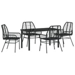 5 Delers Hage Spisestset Black Poly Rattan