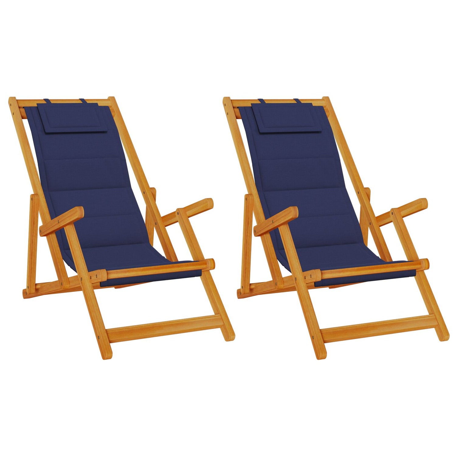 Sammenleggbare Strandstoler 2 Stk Blå Massivt Akasietre & Textilene