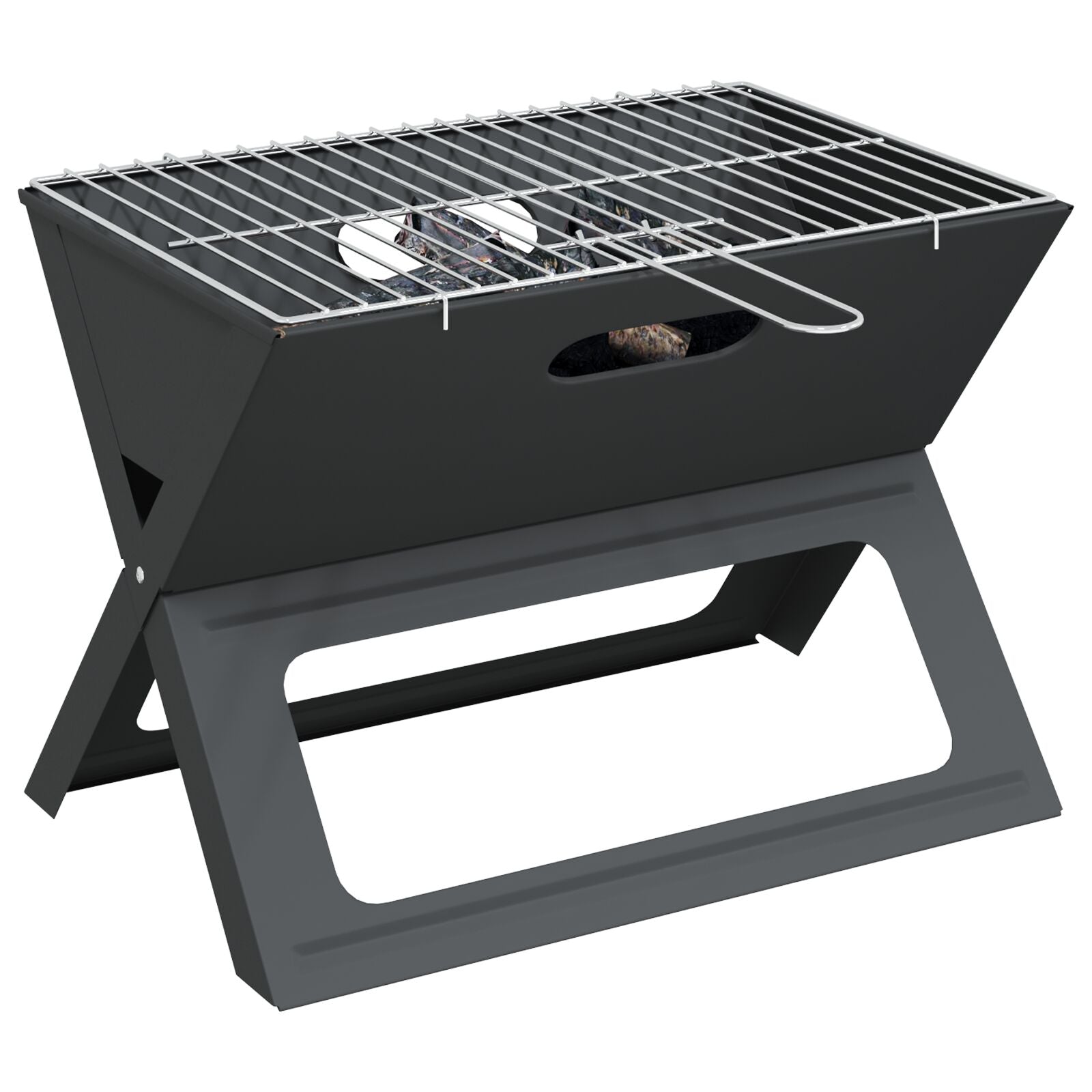 Kull Bbq Grill - Sammenleggbar, Svart, 46X30X31 Cm, Laget Av Stål