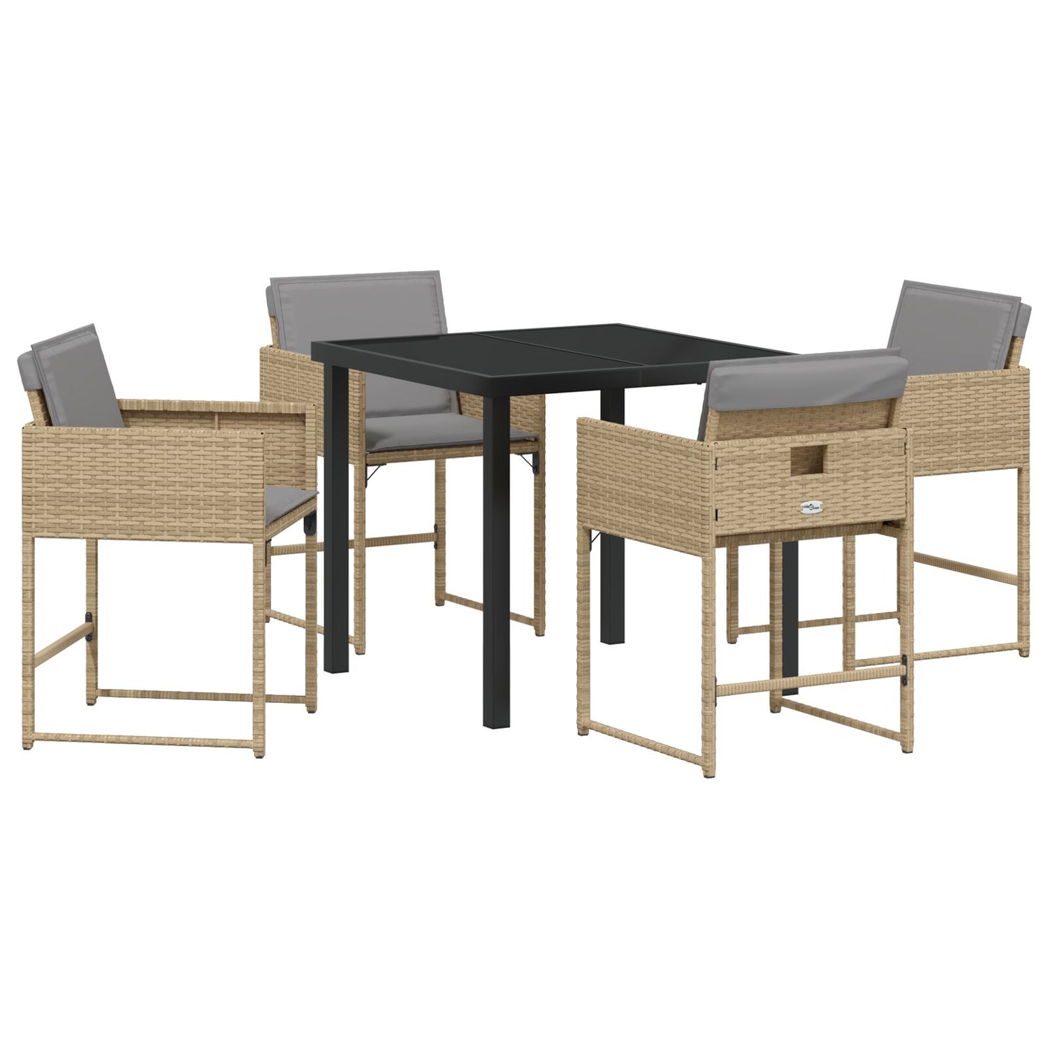 5-Delt Hage Spisebordsett Med Puter Beige Poly Rattan