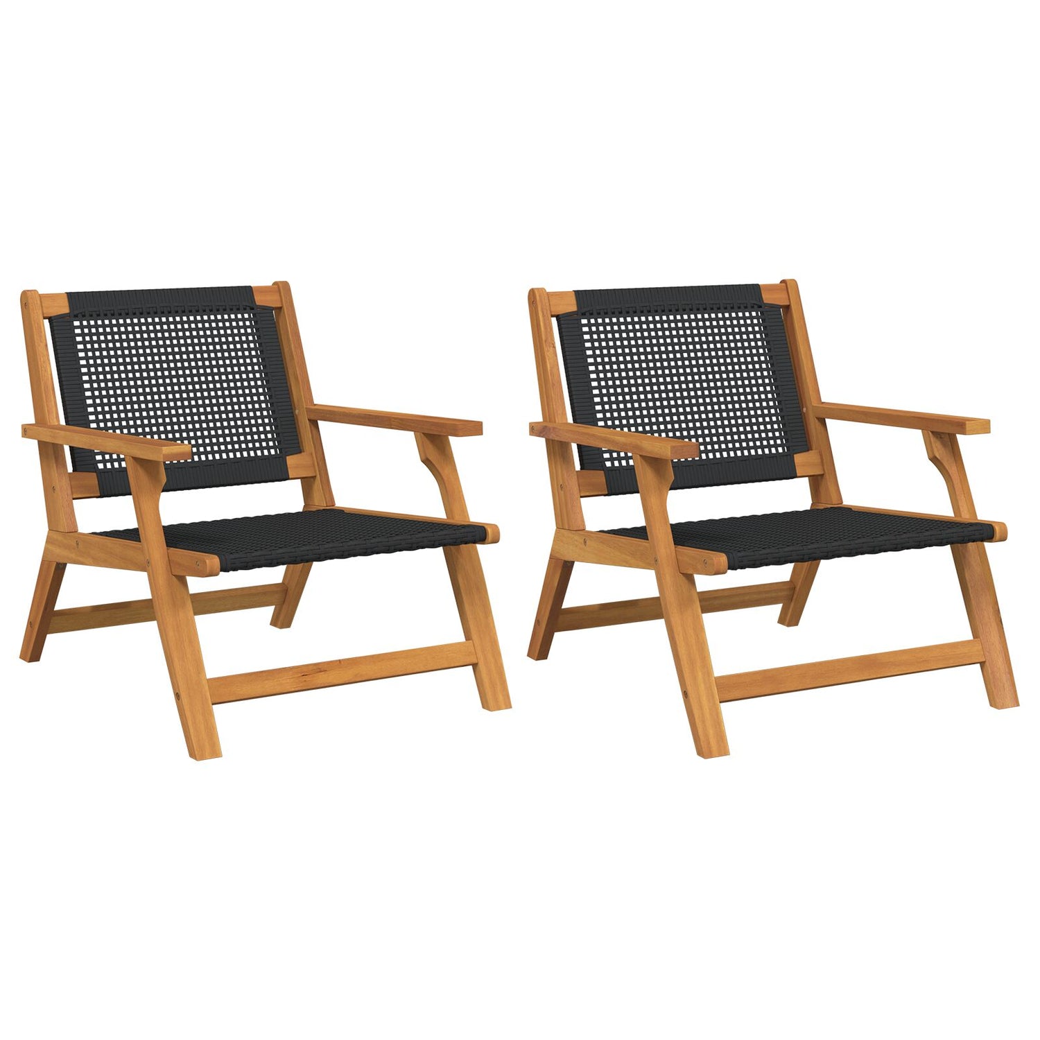 Hagemøbler 2 Stk Svart 76X67X73,5 Cm Massivt Akasietre