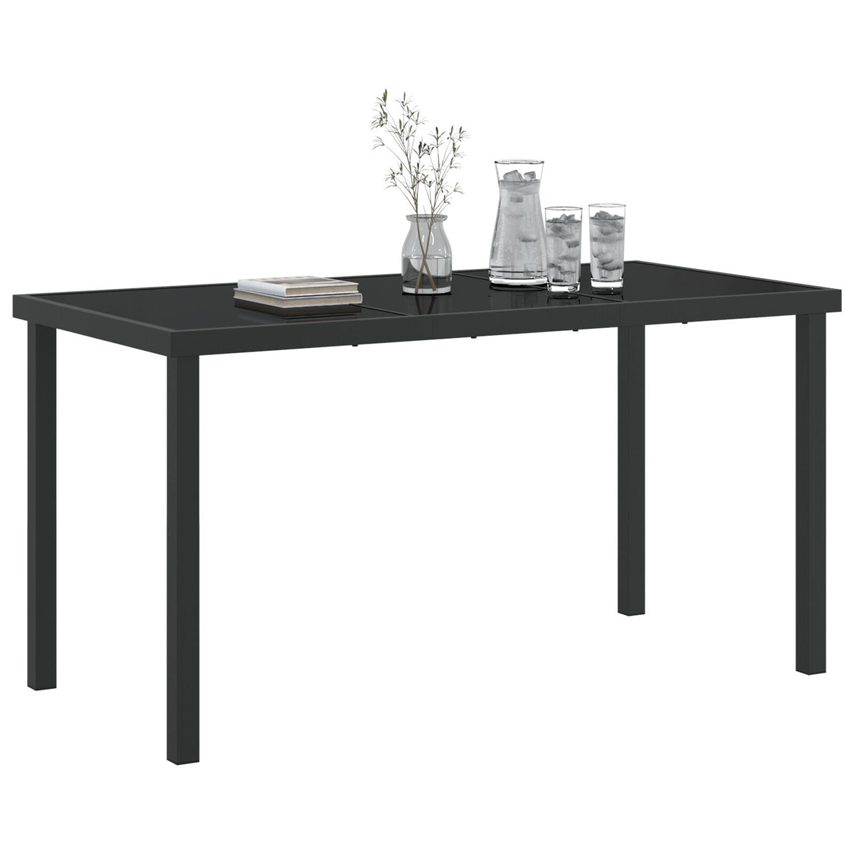 Hagebord Svart 140X80X73 Cm Herdet Glass
