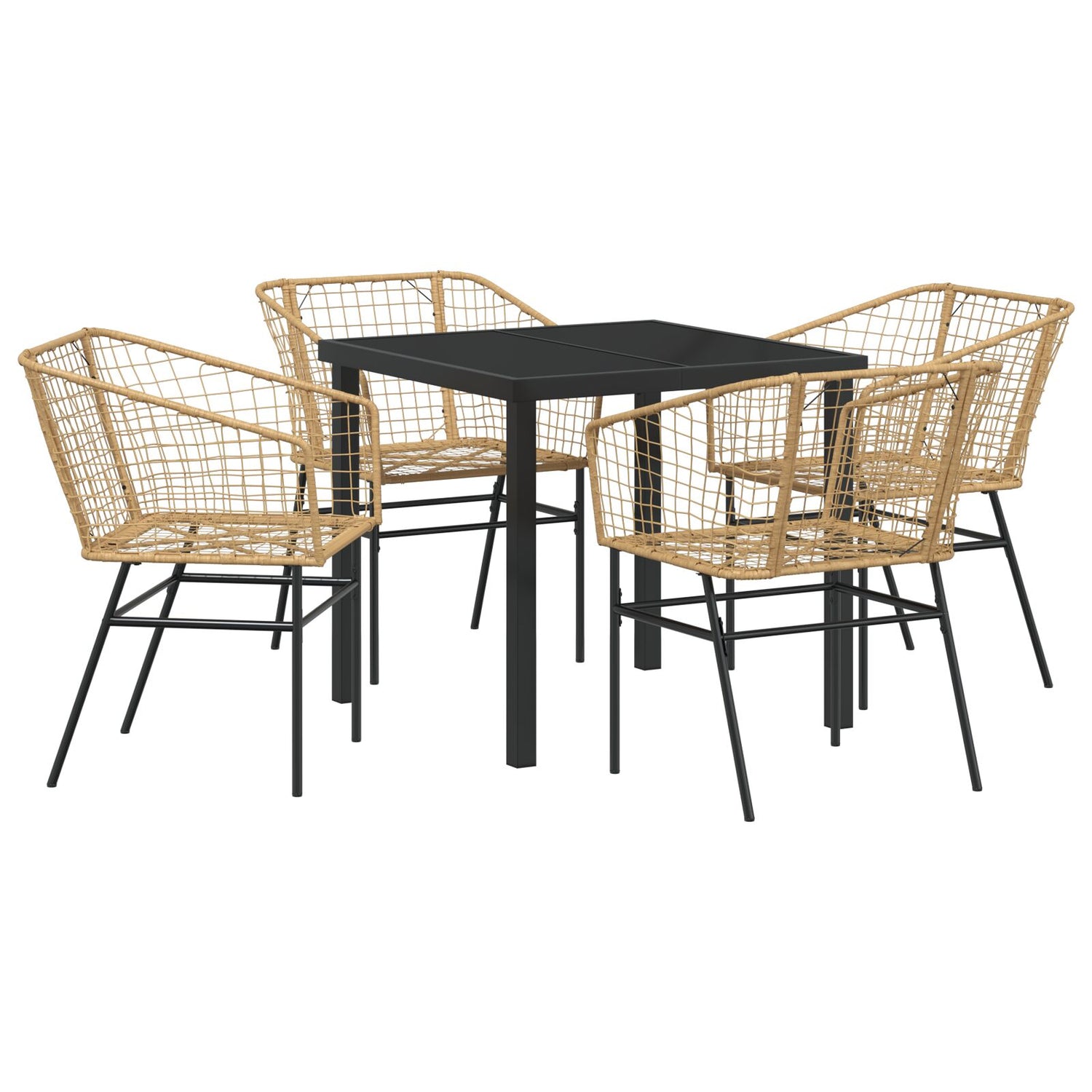 5 Delers Hage Spisegruppe Brun Poly Rattan