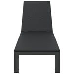 Solseng Med Hjul Svart Poly Rattan